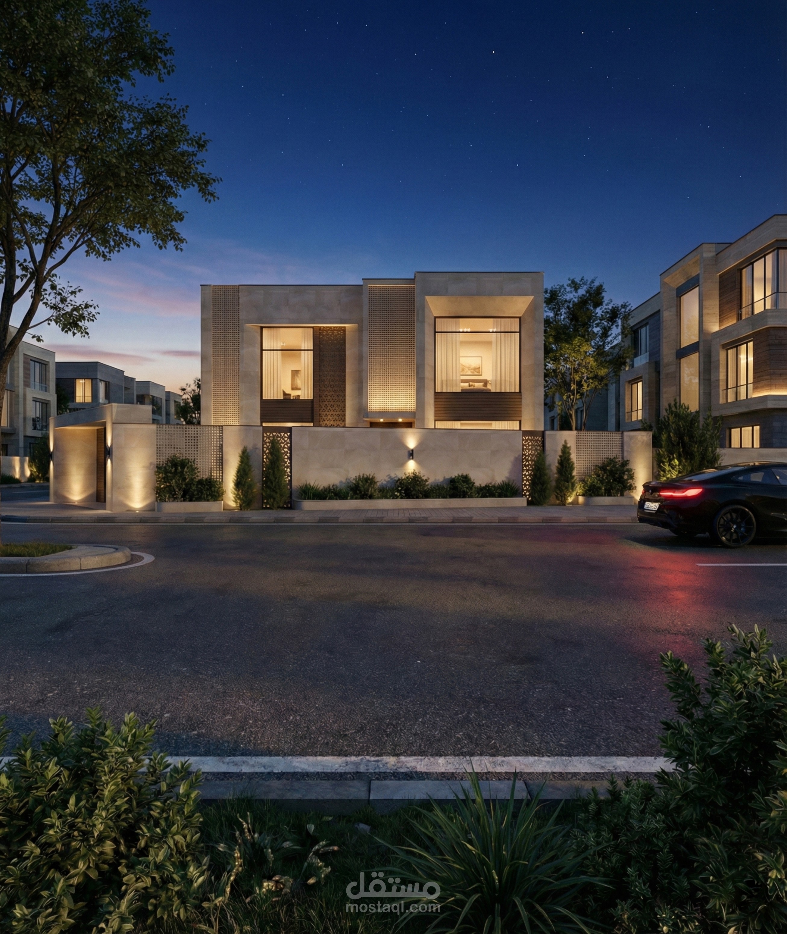 تصميم خارجى مودرن لفيلا سكنية فى السعودية