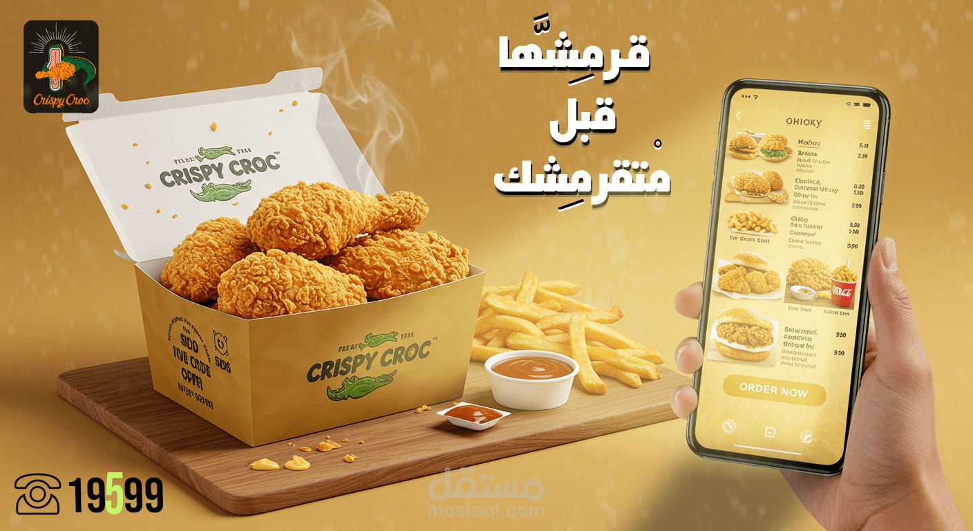 مثال على عمل هويه بصريه لمطعم