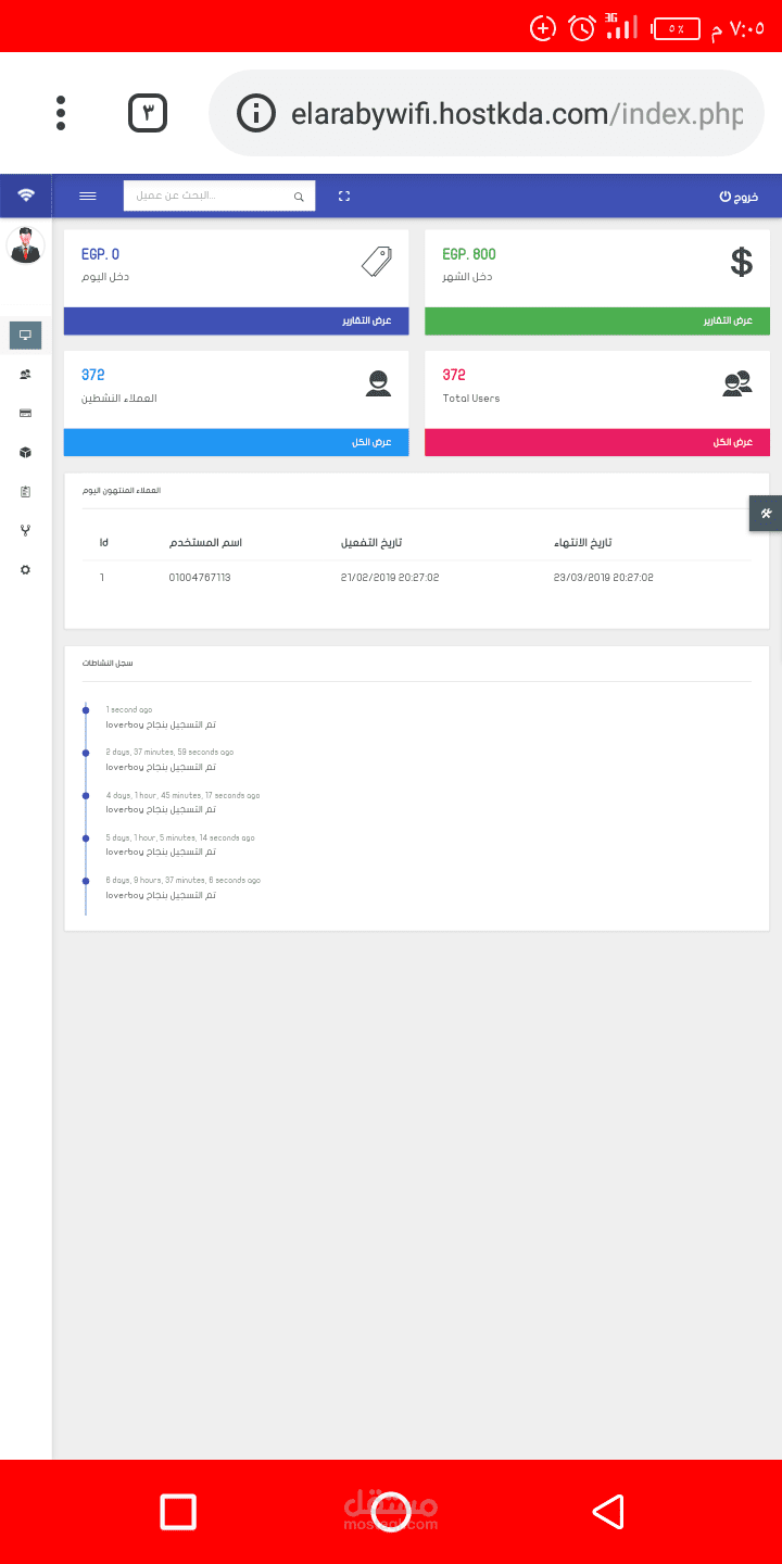 نظام اداره شبكات الانترنت والتحكم ف الحركات الماليه