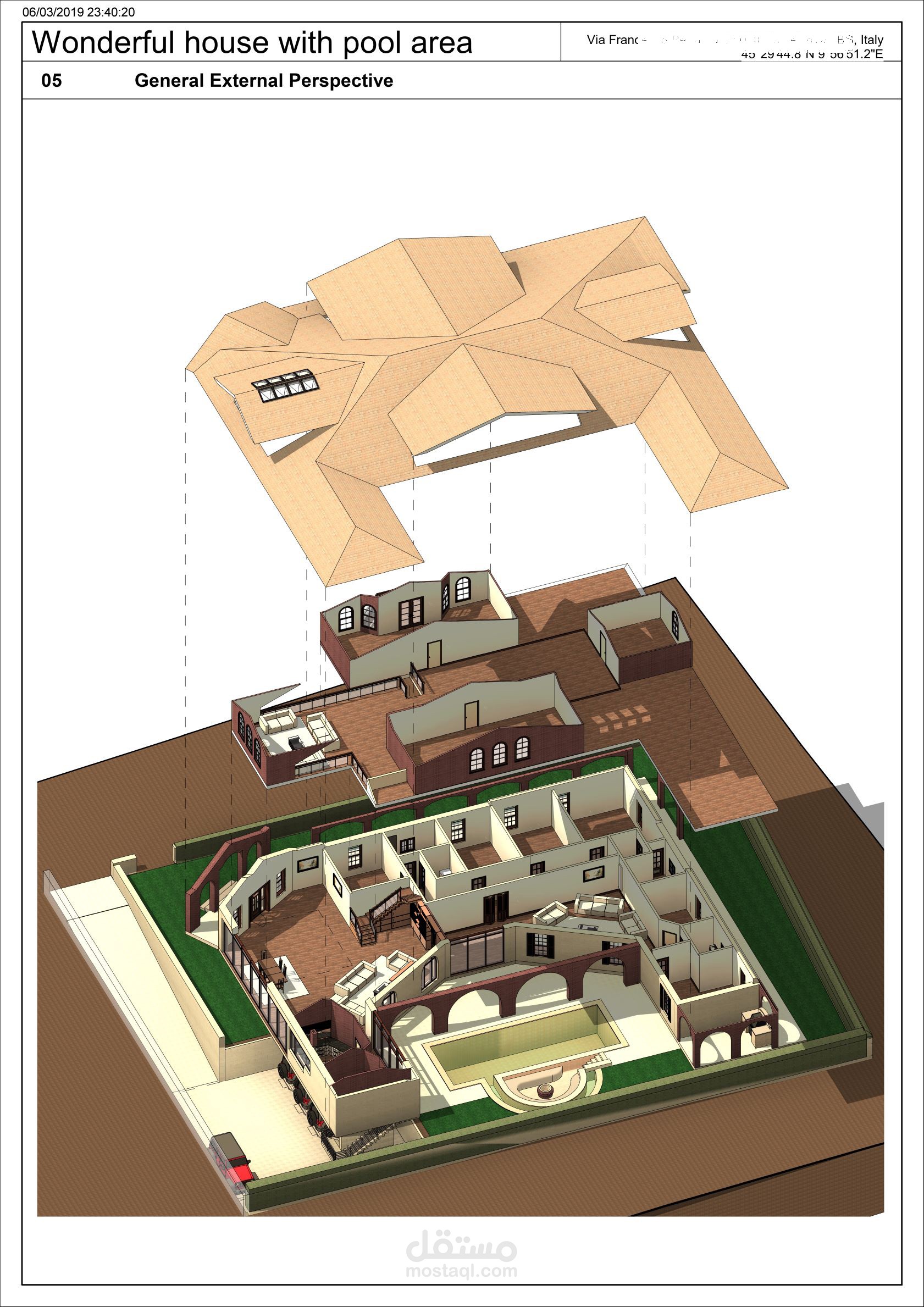 تصميم فيلا بحمام سباحة في ايطاليا