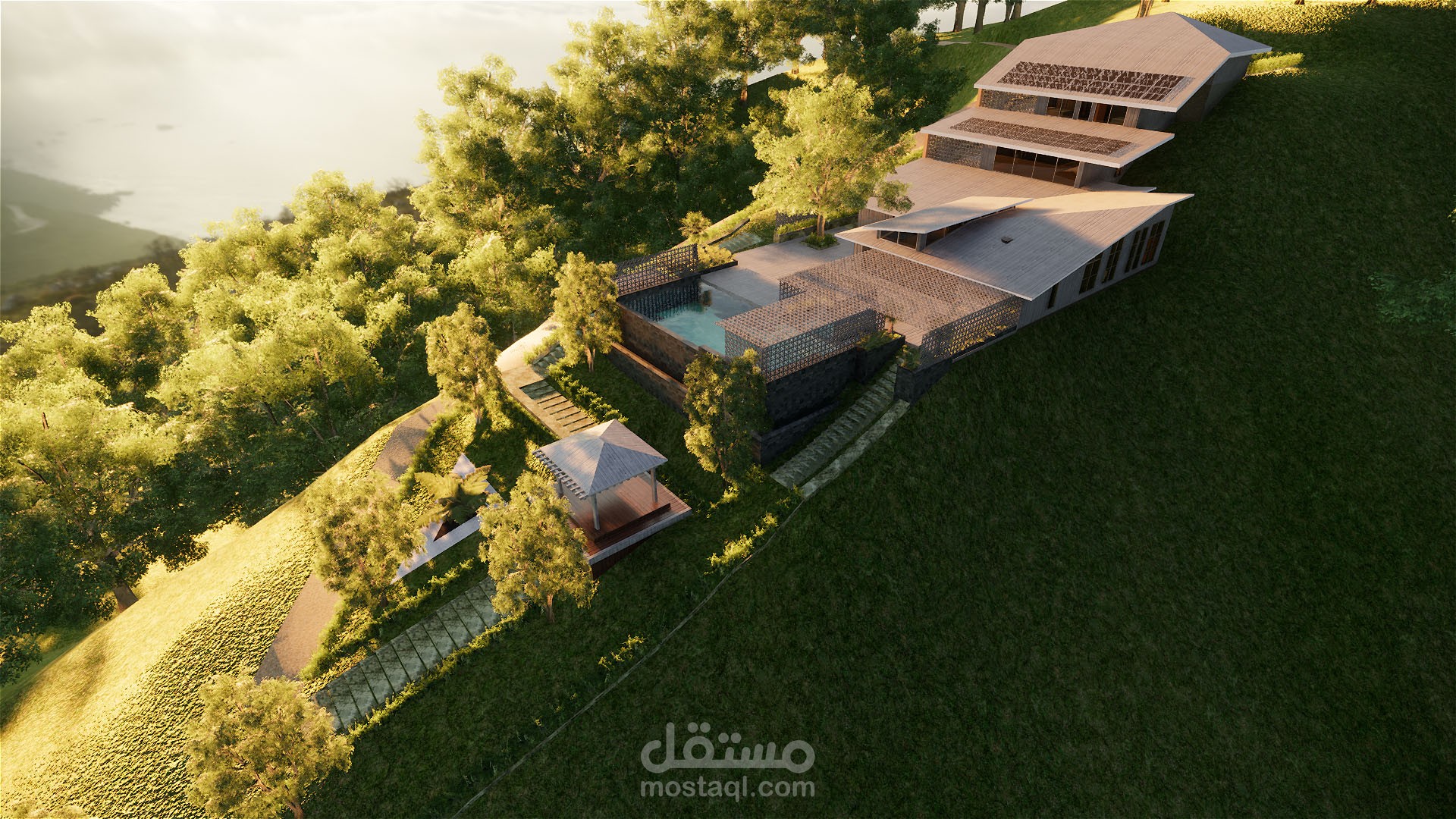 تصميم منزل علي مرتفع ساحلي