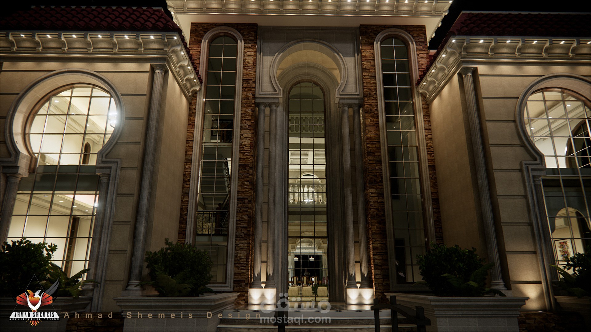 تصميم فيلا علي الطراز الأندلسي