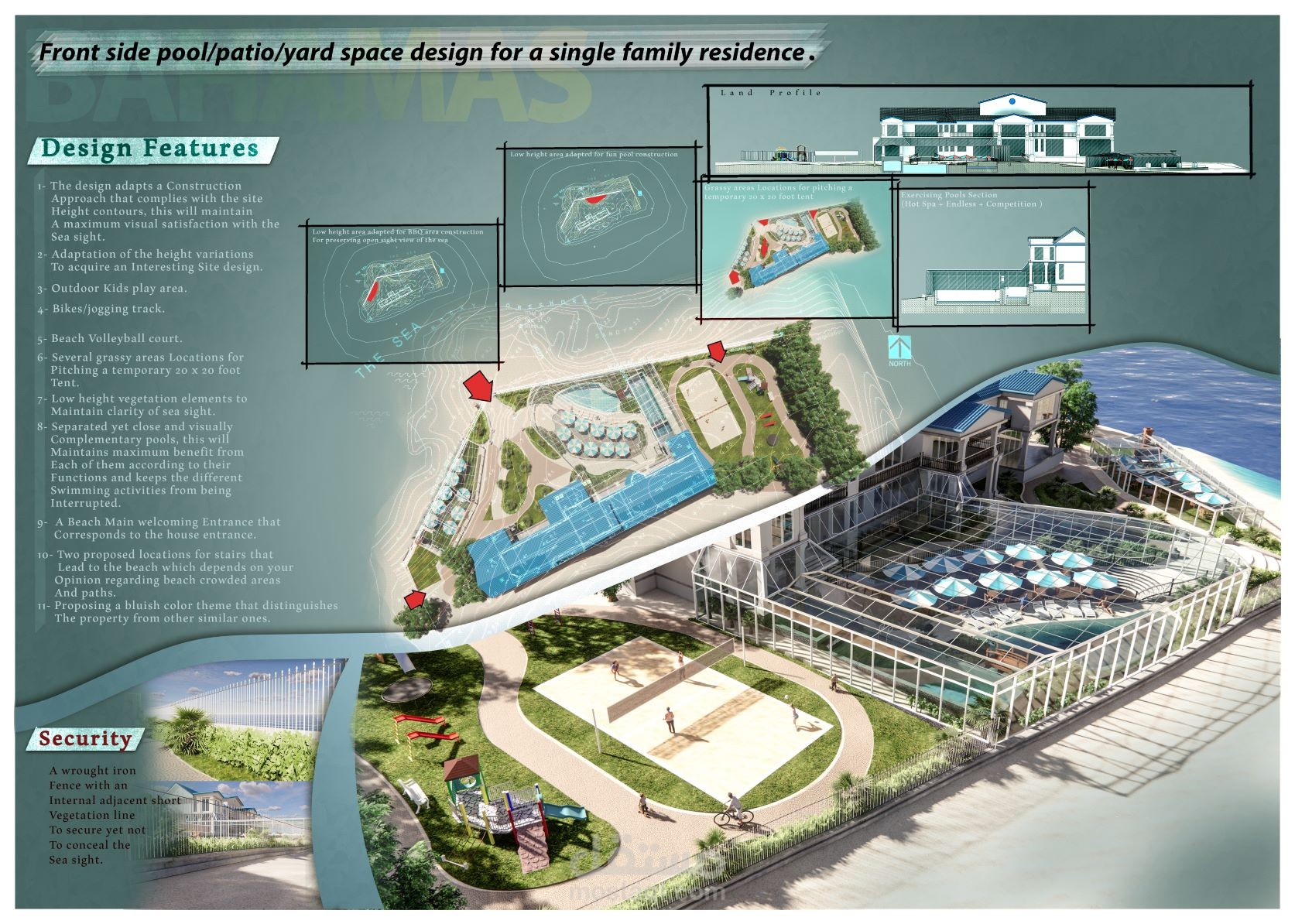 تصميم وتطويع قطعة أرض شاطئية