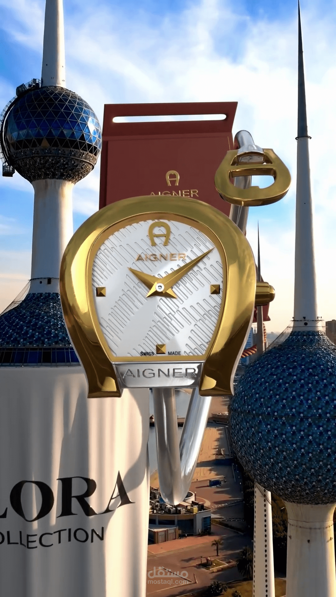 ساعه تحلق حول ابراج الكويت باستخدام تقنيات 3d , CGI