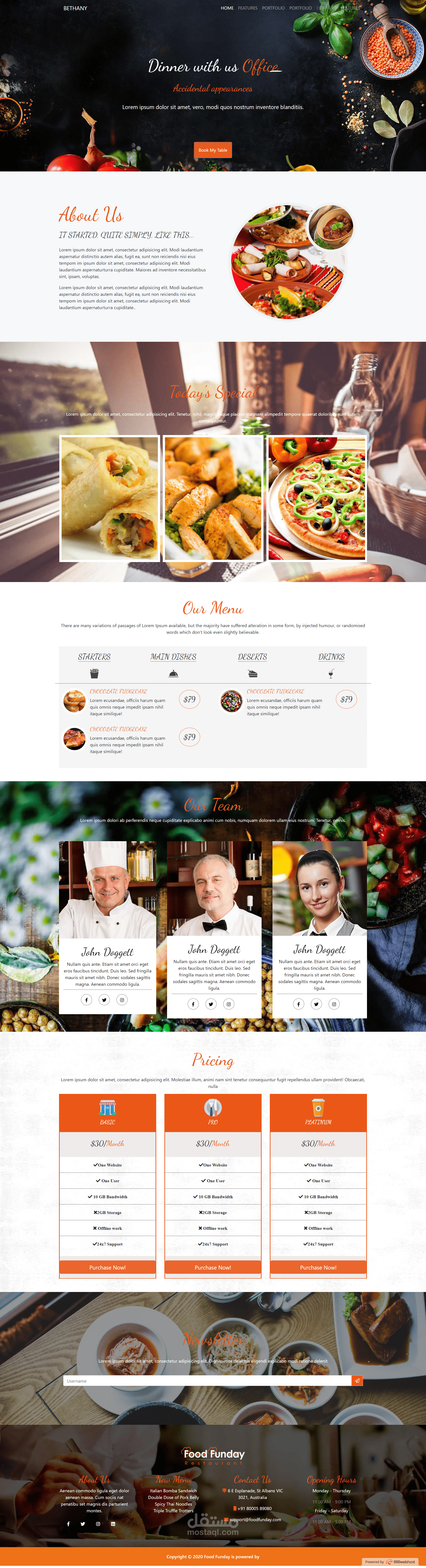 resturant website (landing page)