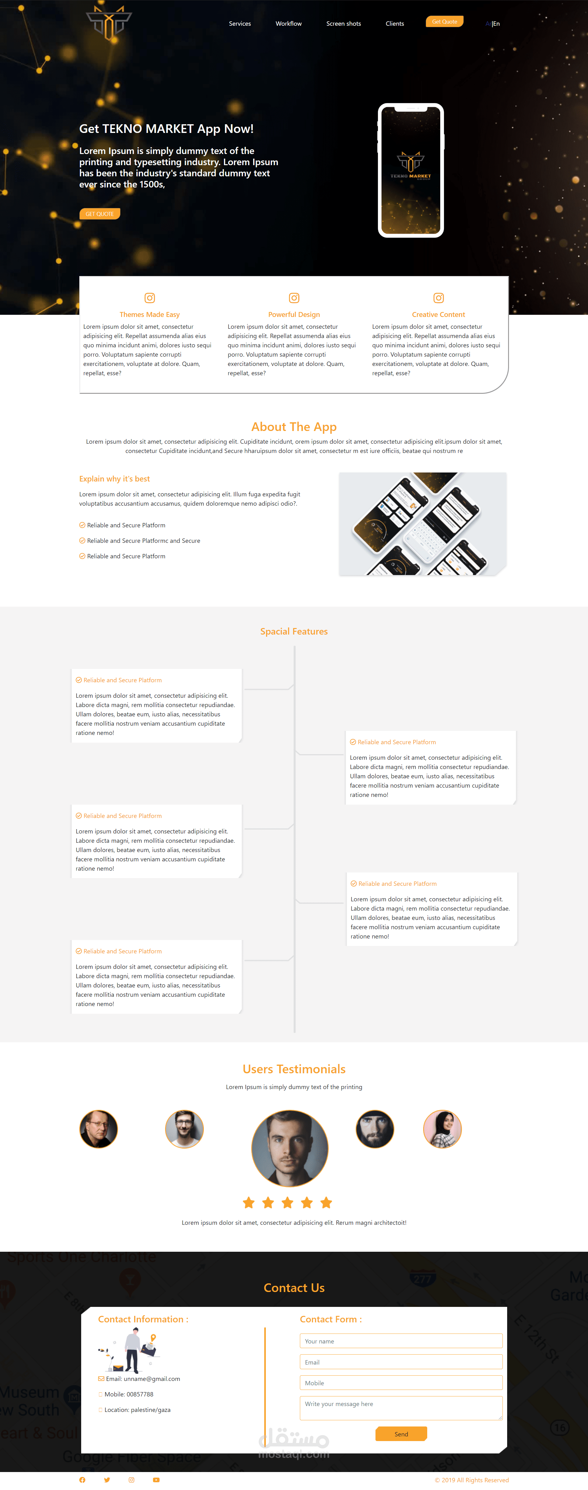 t-market website (landing page)