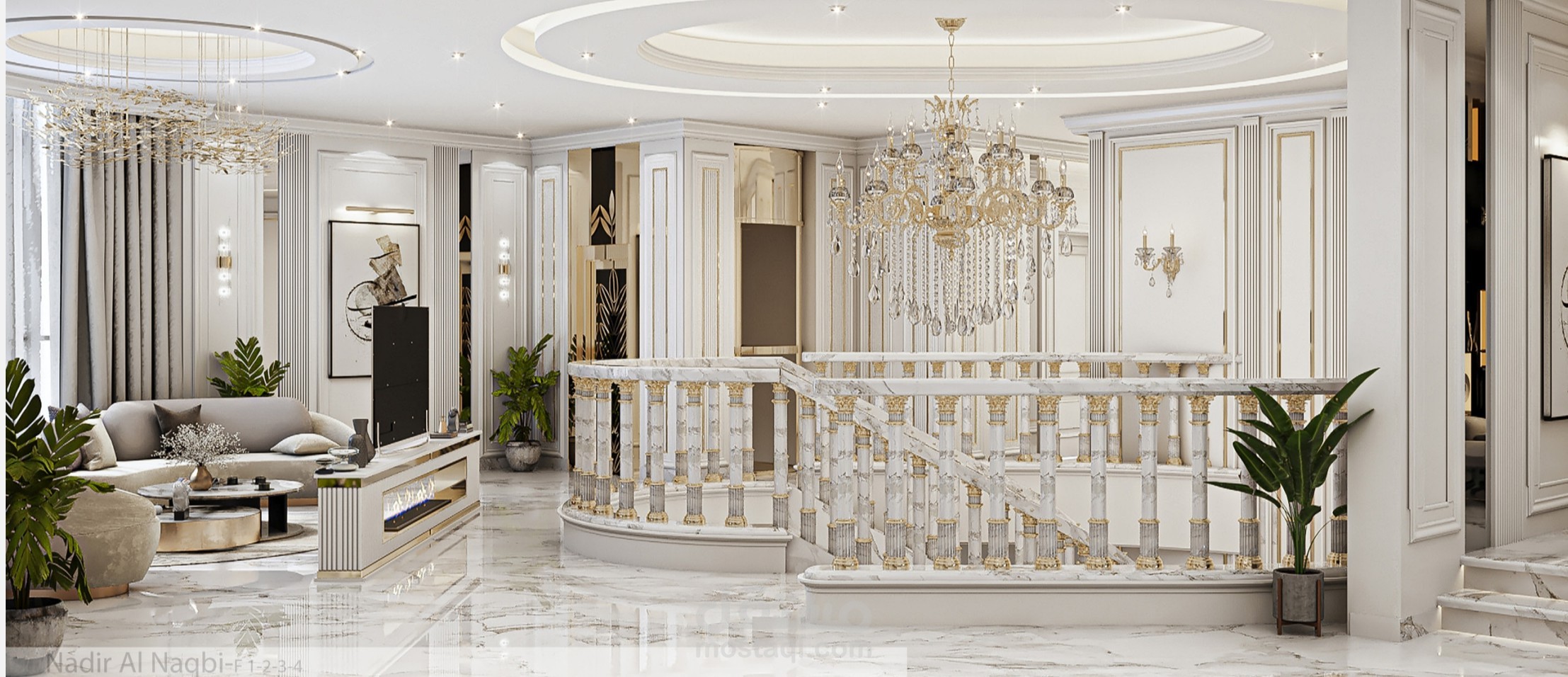 رسومات تنفيذية داخلية لفيلا بالكويت