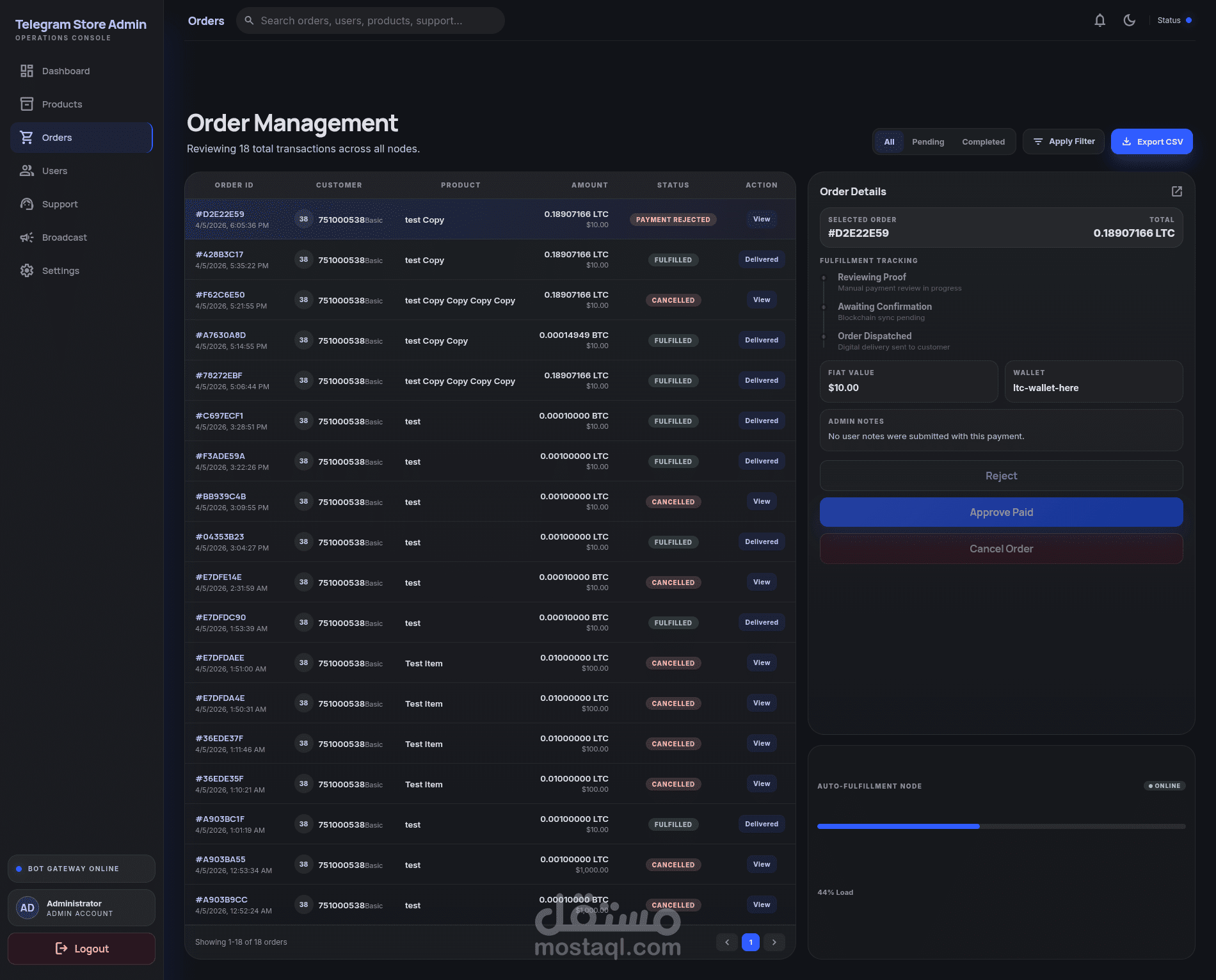 نظام متكامل لإدارة متجر تيليجرام ولوحة تحكم احترافية