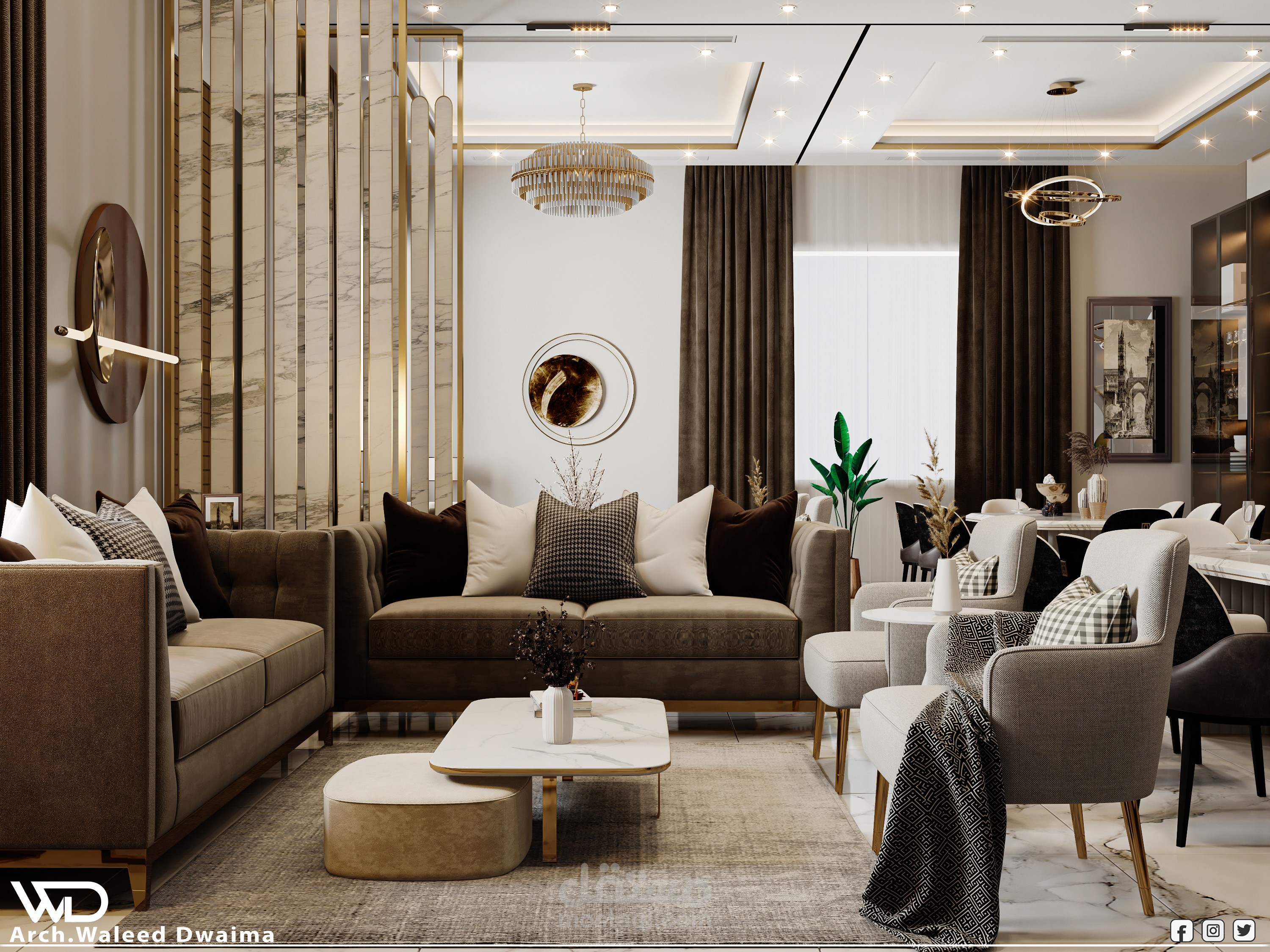 تصميم مجلس ومدخل لأحد الفلل في دبي