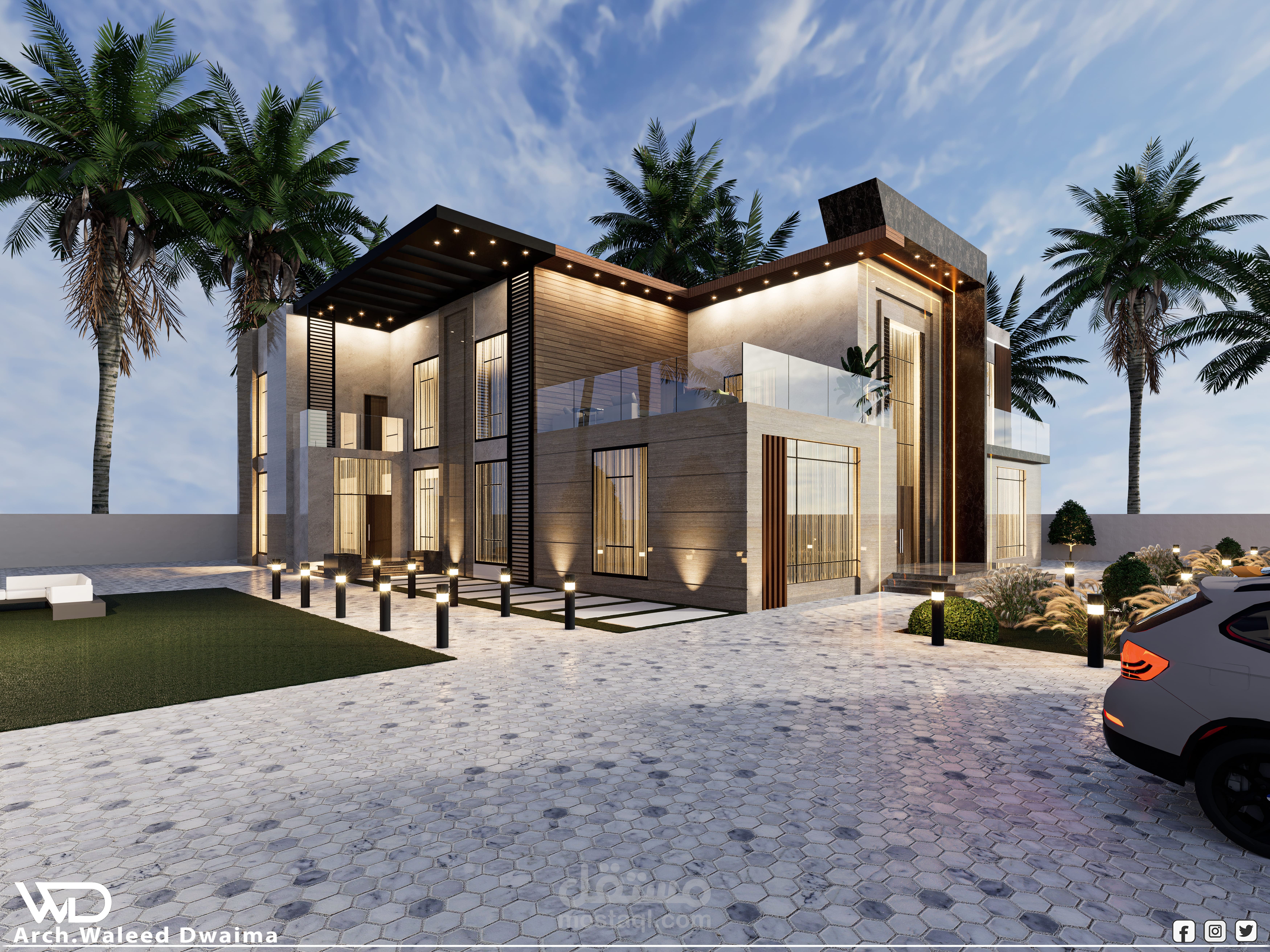 تصميم خارجي لفيلا في الامارات