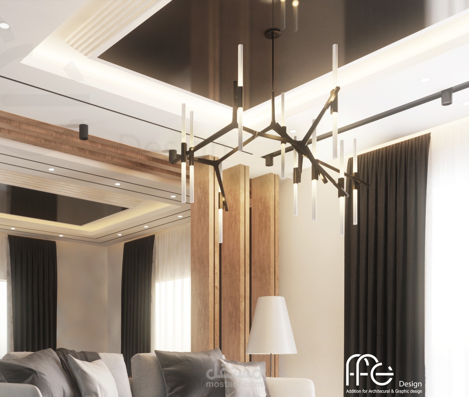 تصميم ورندر داخلي لشقة سكنية