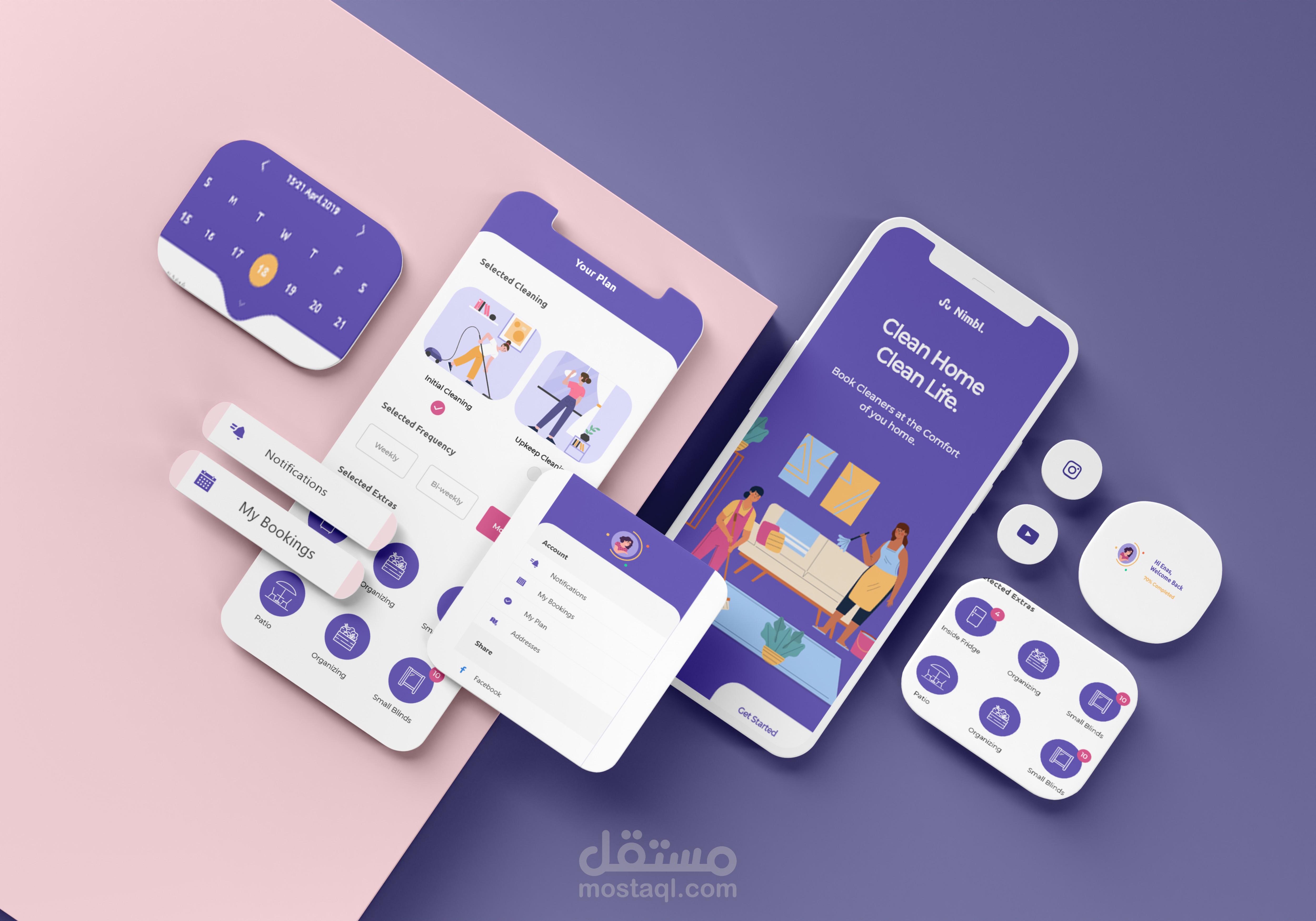 UI/UX - تصميم تطبيق لتنظيف المنزل