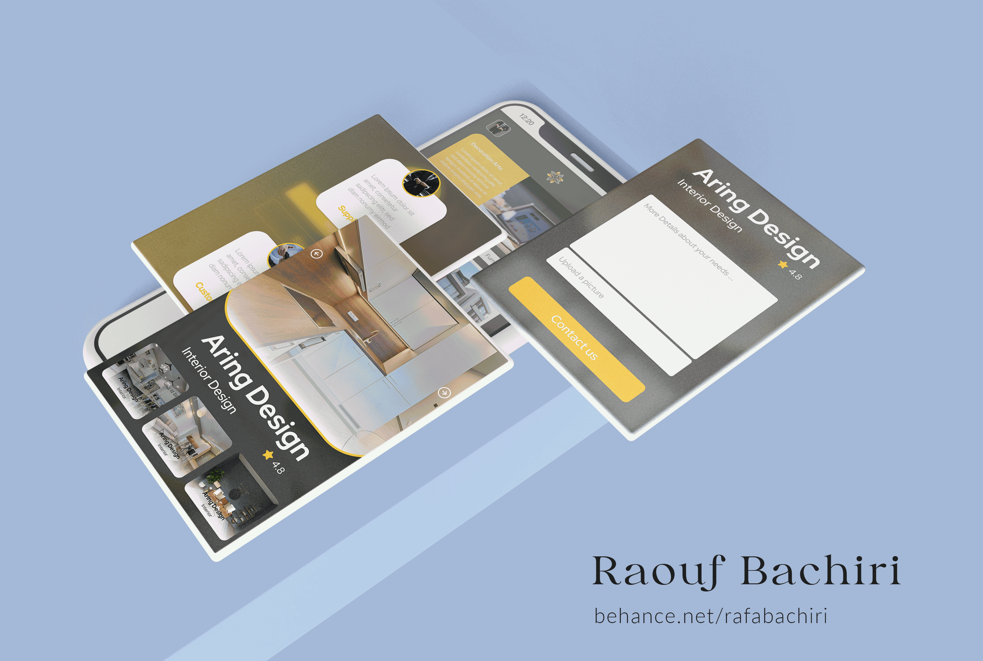 تصميم واجهات مستخدم وتجربة مستخدم لتطبيق هاتف وموقع إلكتروني متخصص في التصميم الداخلي