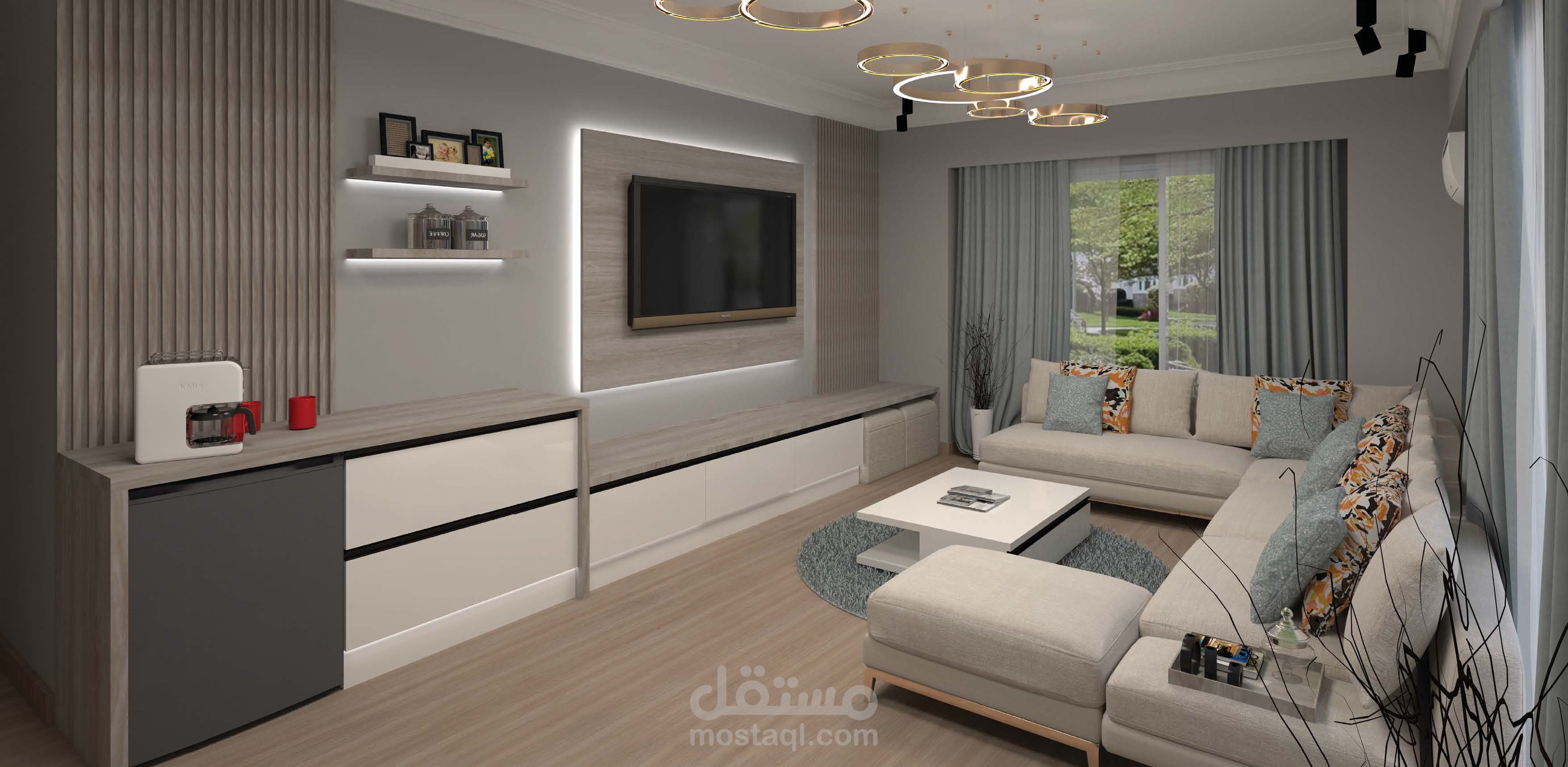 تصميم داخلي لغرفة معيشة