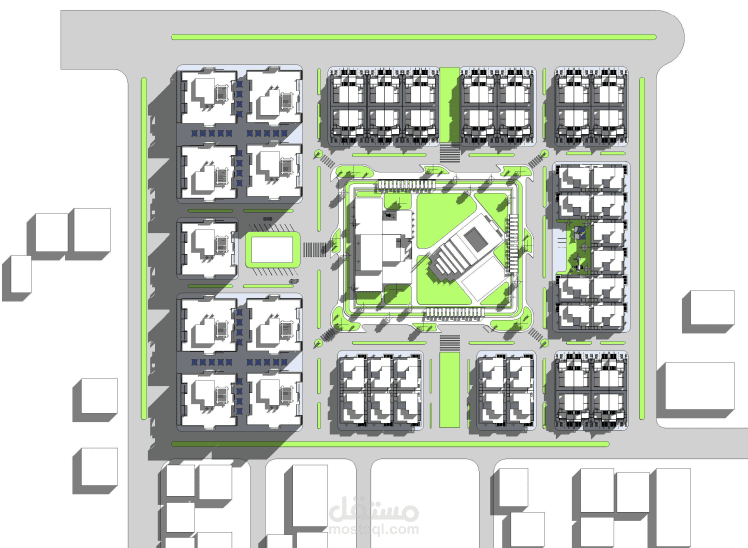 تصميم مجمع سكني بمساحه 50000 متر مربع