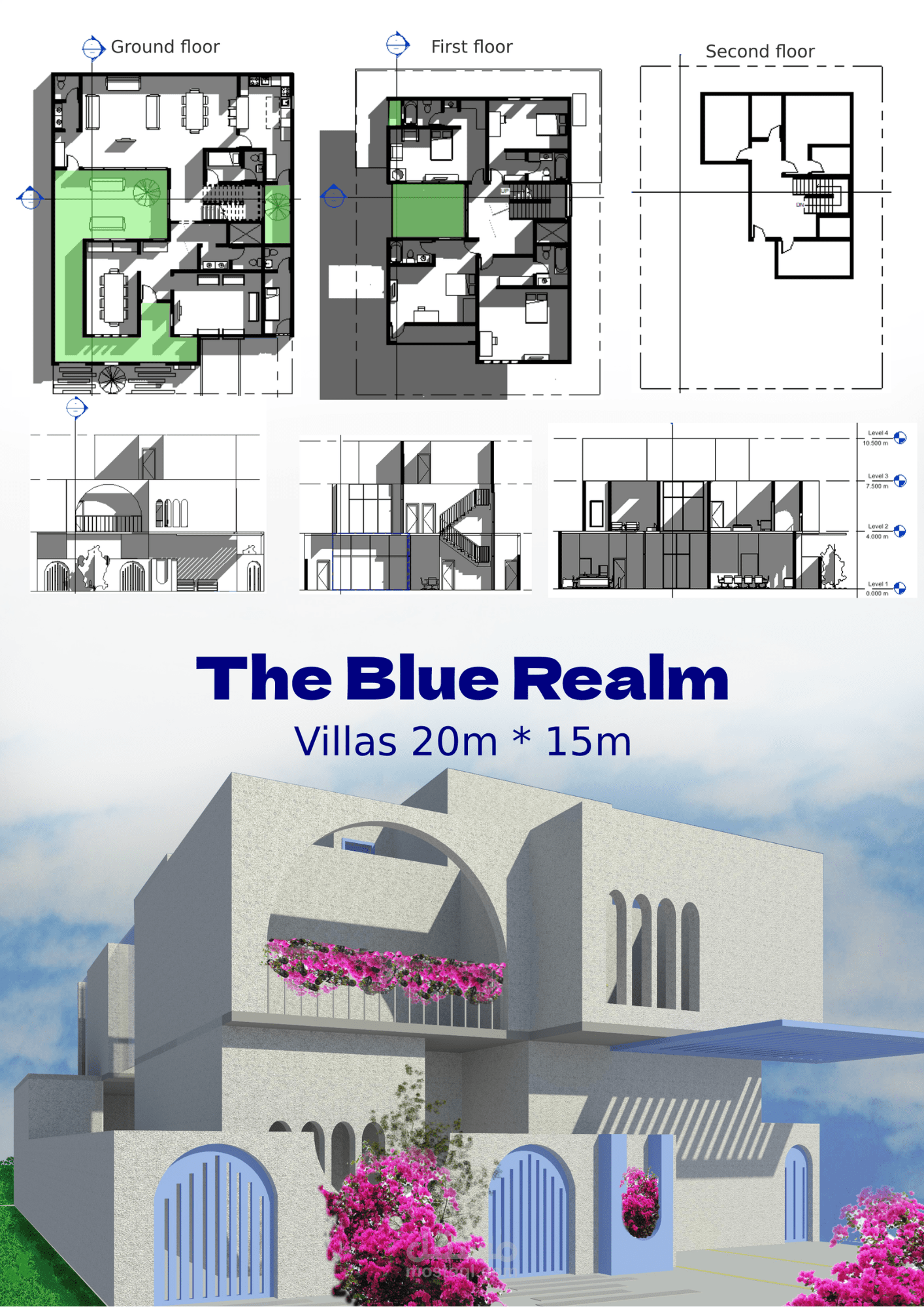 تصميم فلل سكنيه بمساحه ارض 300m