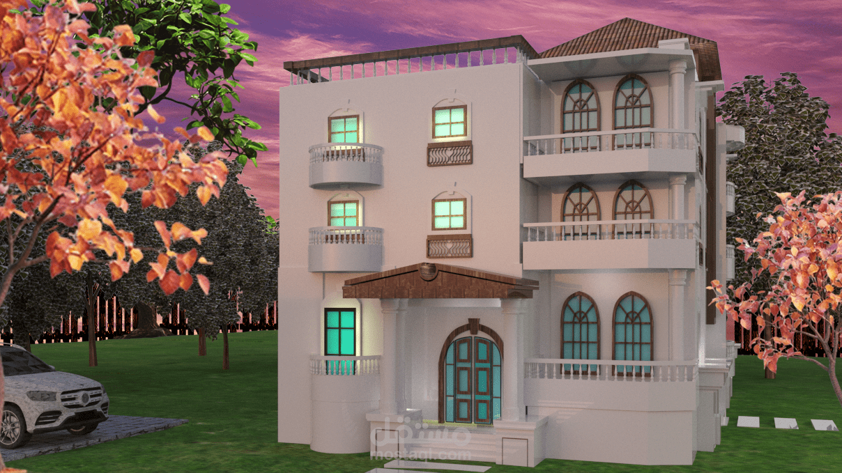 تصميم 3D ثلاثي الابعاد لمنزل كلاسيك