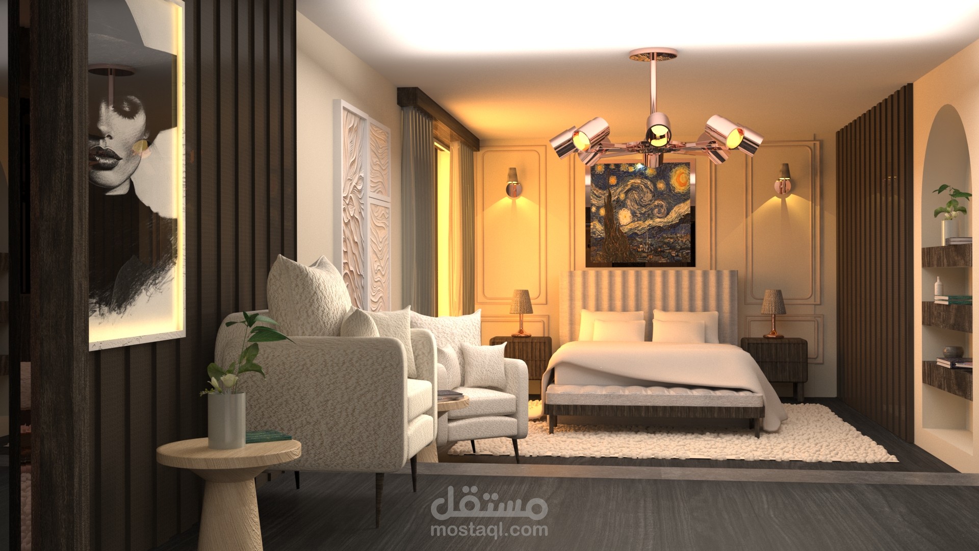 نمذجة ثلاثية الأبعاد لغرفة نوم بجودة سينمائية – مشروع تخرجي من منحة رواد مصر الرقمية