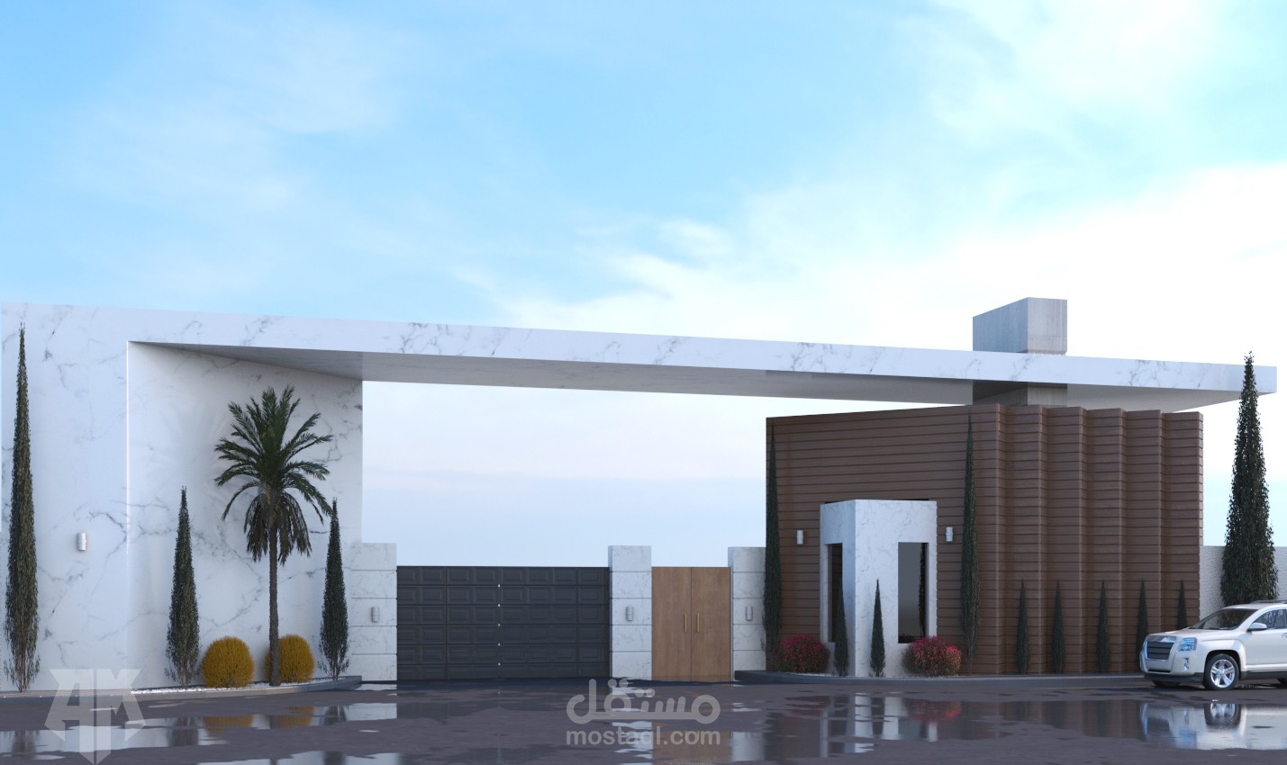 تصميم بوابة استراحة كبيرة مودرن بالسعوددية