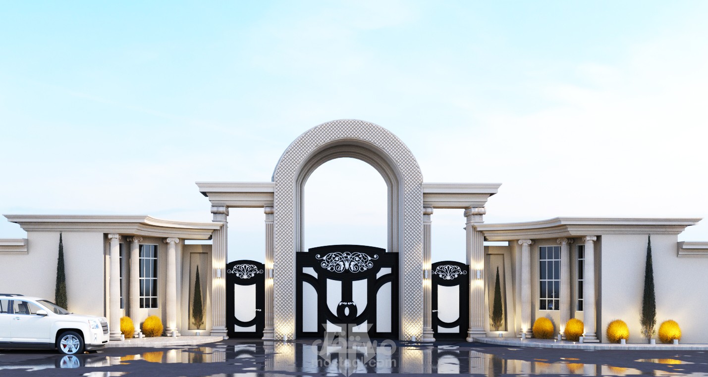 تصميم بوابة كلاسيك لاستراحة كبيرة بالسعودية