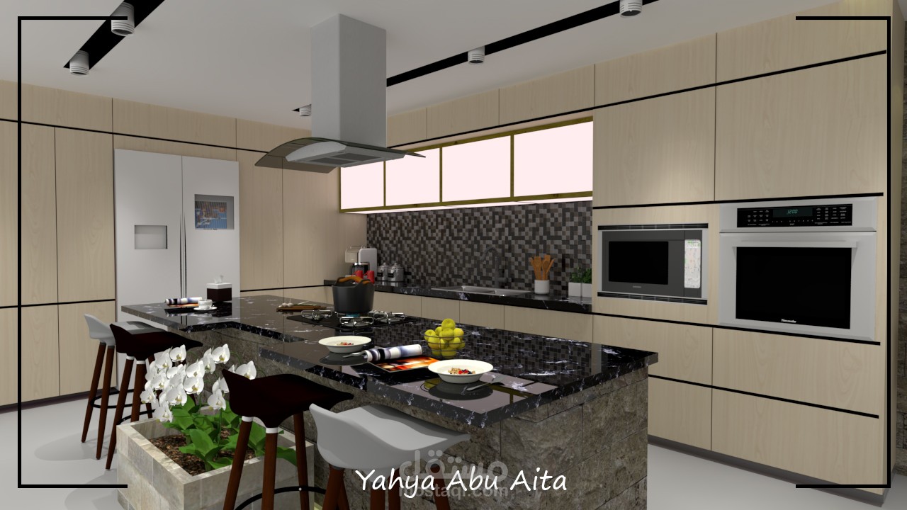 تصميم داخلي لمطبخ وركن طعام