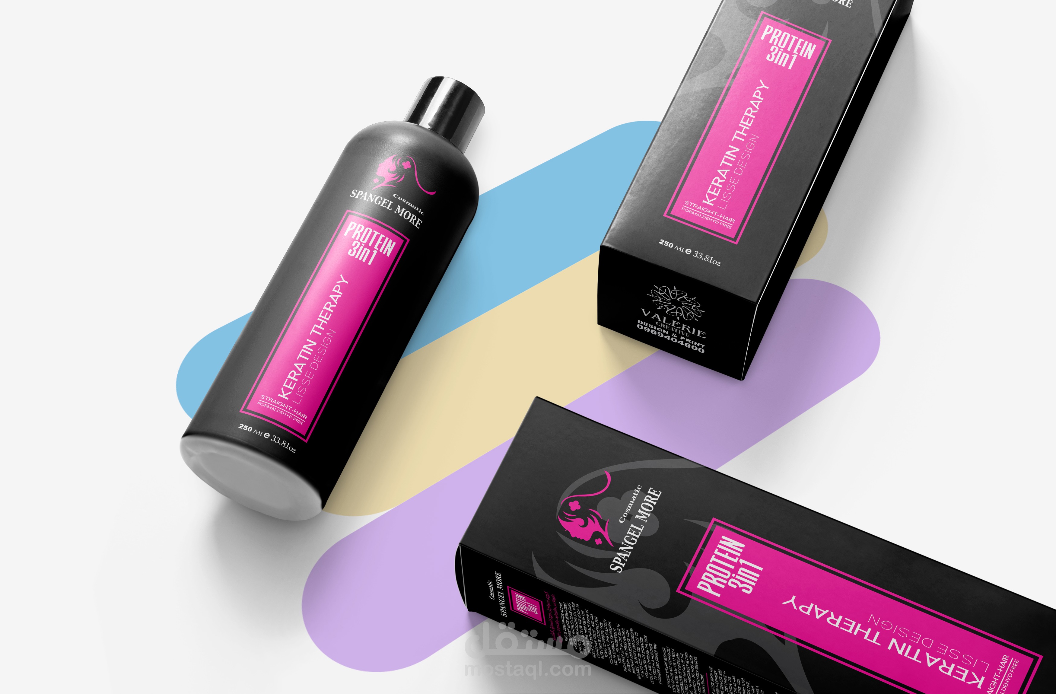 تصميم لصاقات و تصاميم لطباعة الخاصة بعبوات شامبو الشعر - Design labels and printing designs for shampoo packaging
