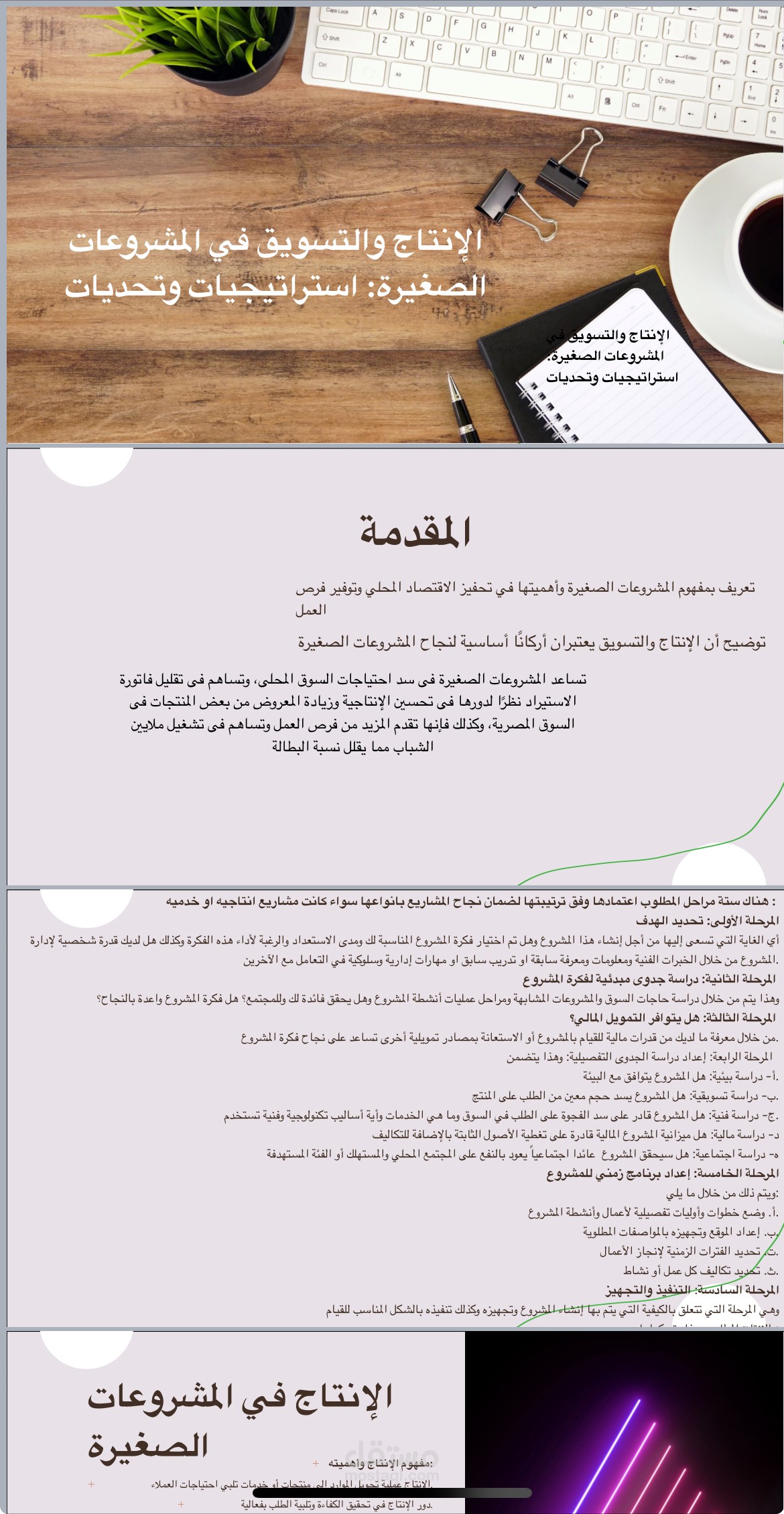 بوربوينت - الإنتاج والتسويق في المشروعات الصغيرة