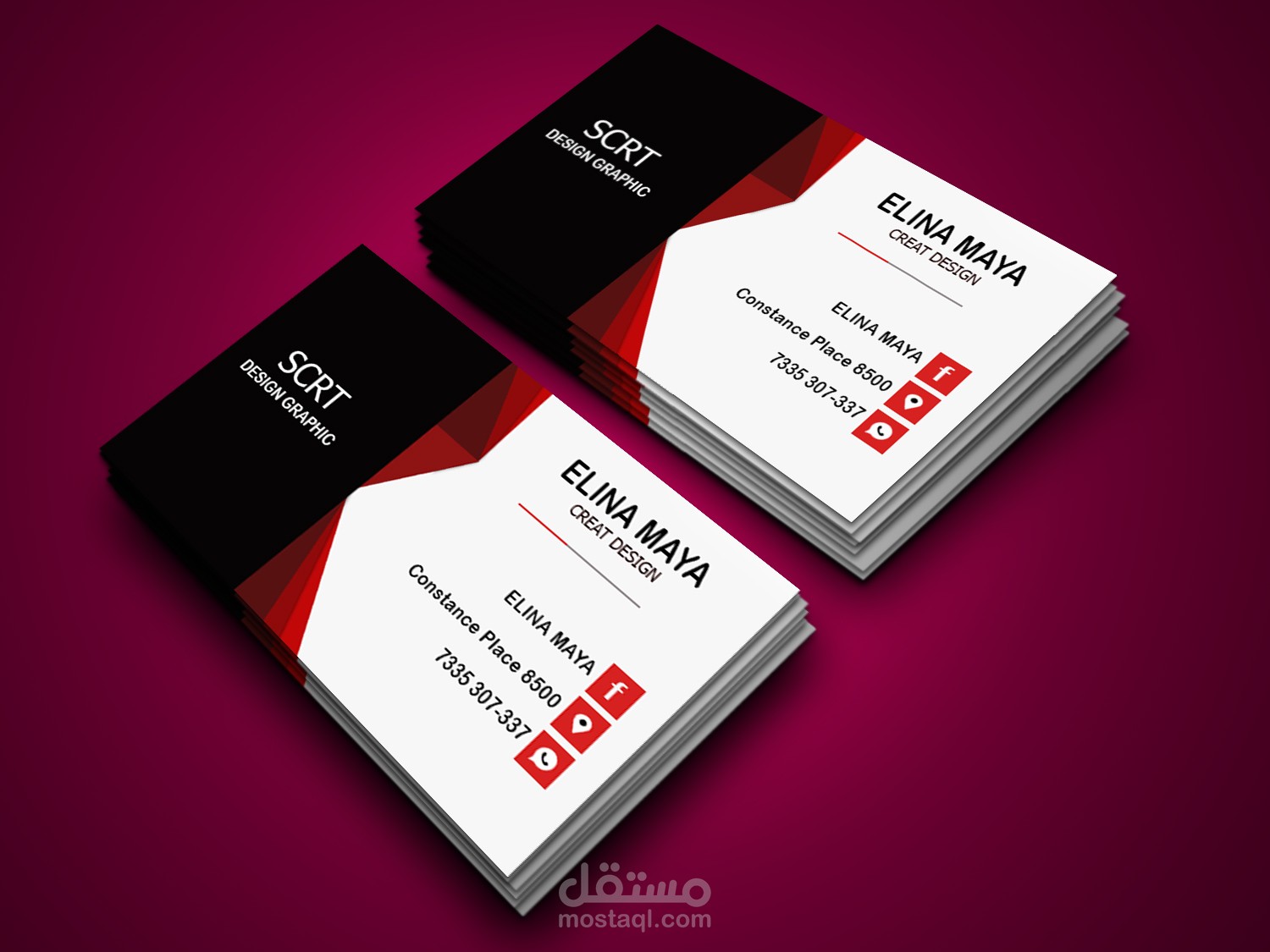 تصميم  كروت شخصية بالوان  مختلفة  واشكال حديتة