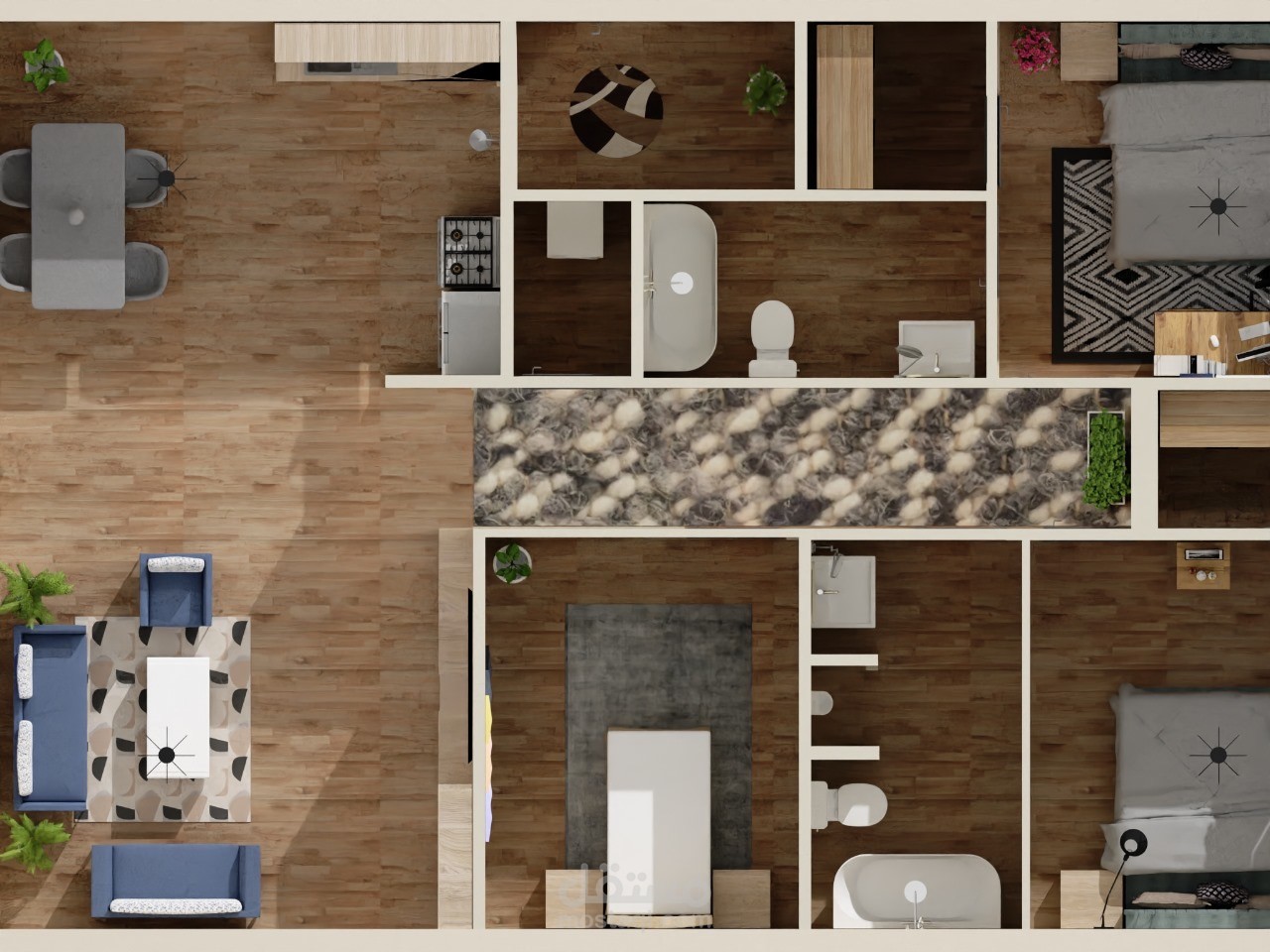 تصميم منزل ثلاثي الابعاد باستخدام 2d design