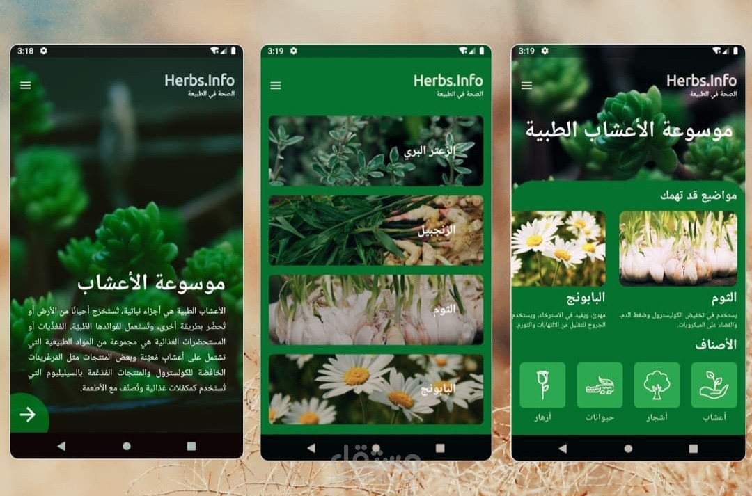 نموذج تطبيق موسوعة أعشاب