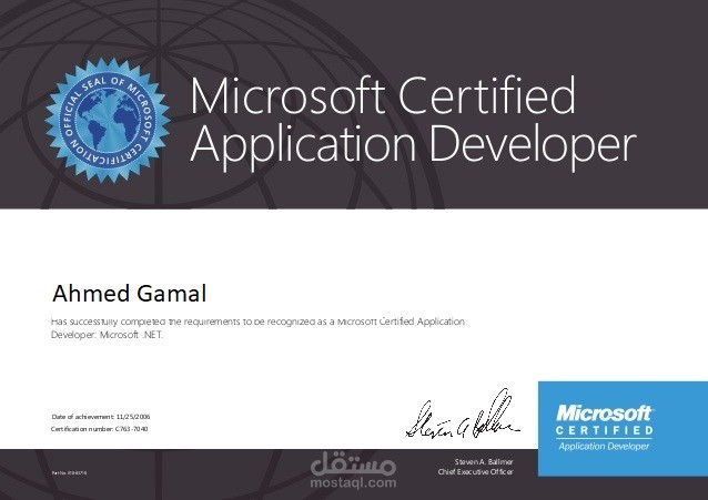 Microsoft certified application developer certification