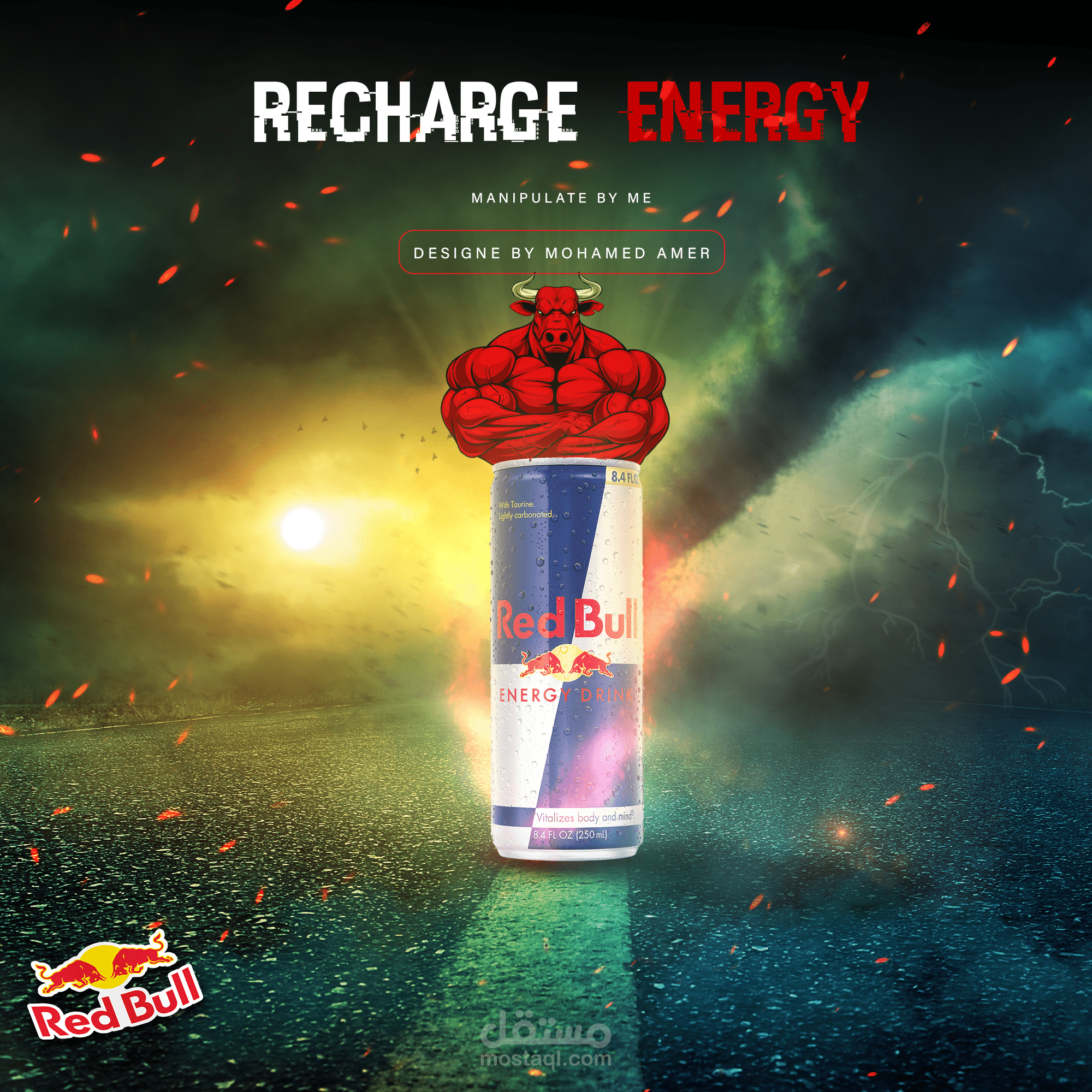 تصميم سوشيال ميديا اعلان غير رسمي لشركة (Red Bull)