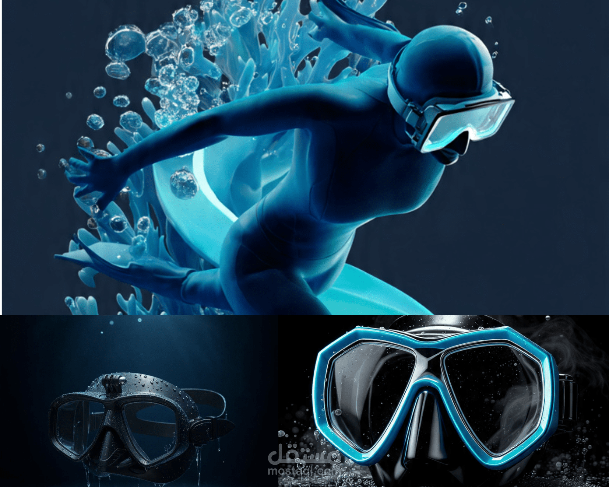 سأقوم بإنشاء مقاطع فيديو وصور تحت الماء مع علم علامتك التجارية