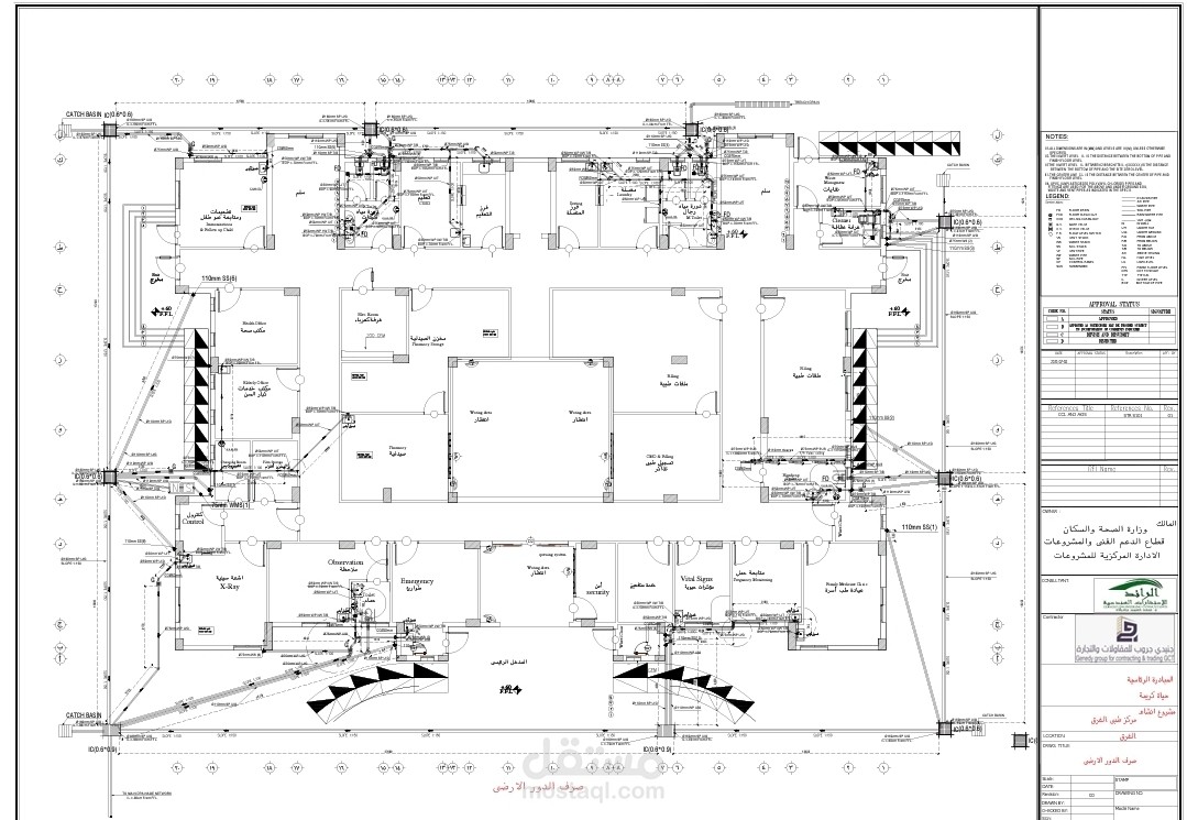 تصميم اعمال التغذية بالمياه واعمال الصرف وصرف الأمطار لمركز ظبي