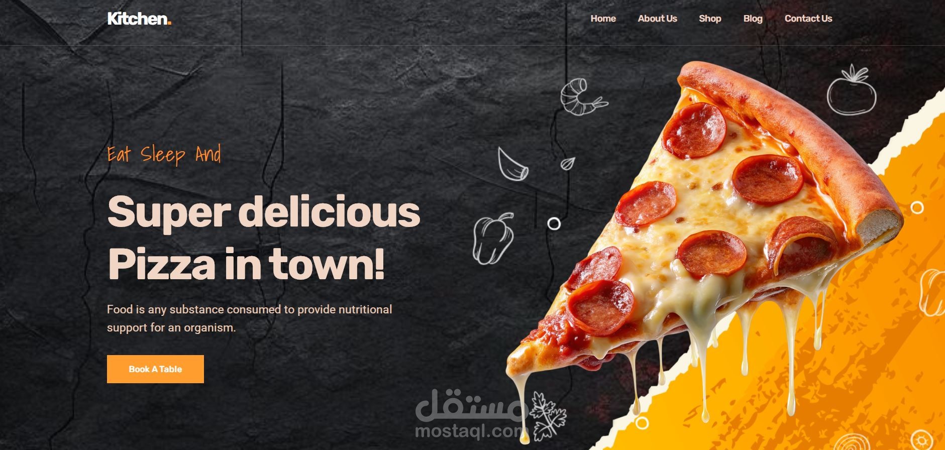 موقع إلكتروني لمطعم بيتزا