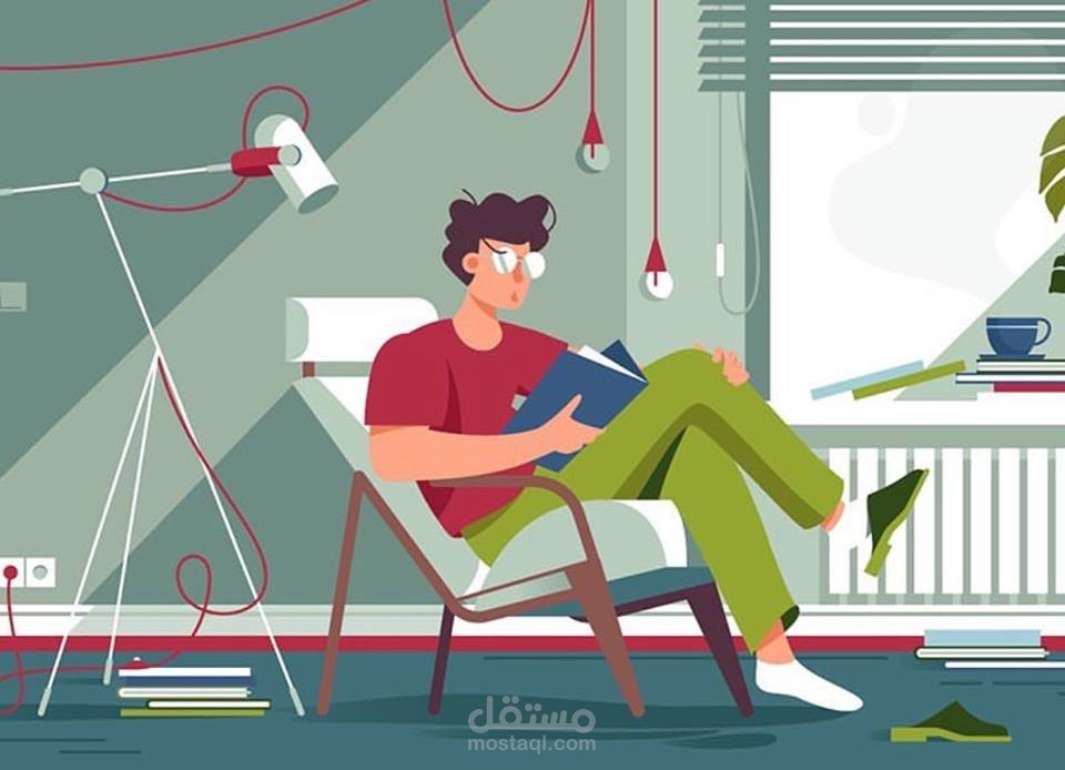 Man Reading at living room