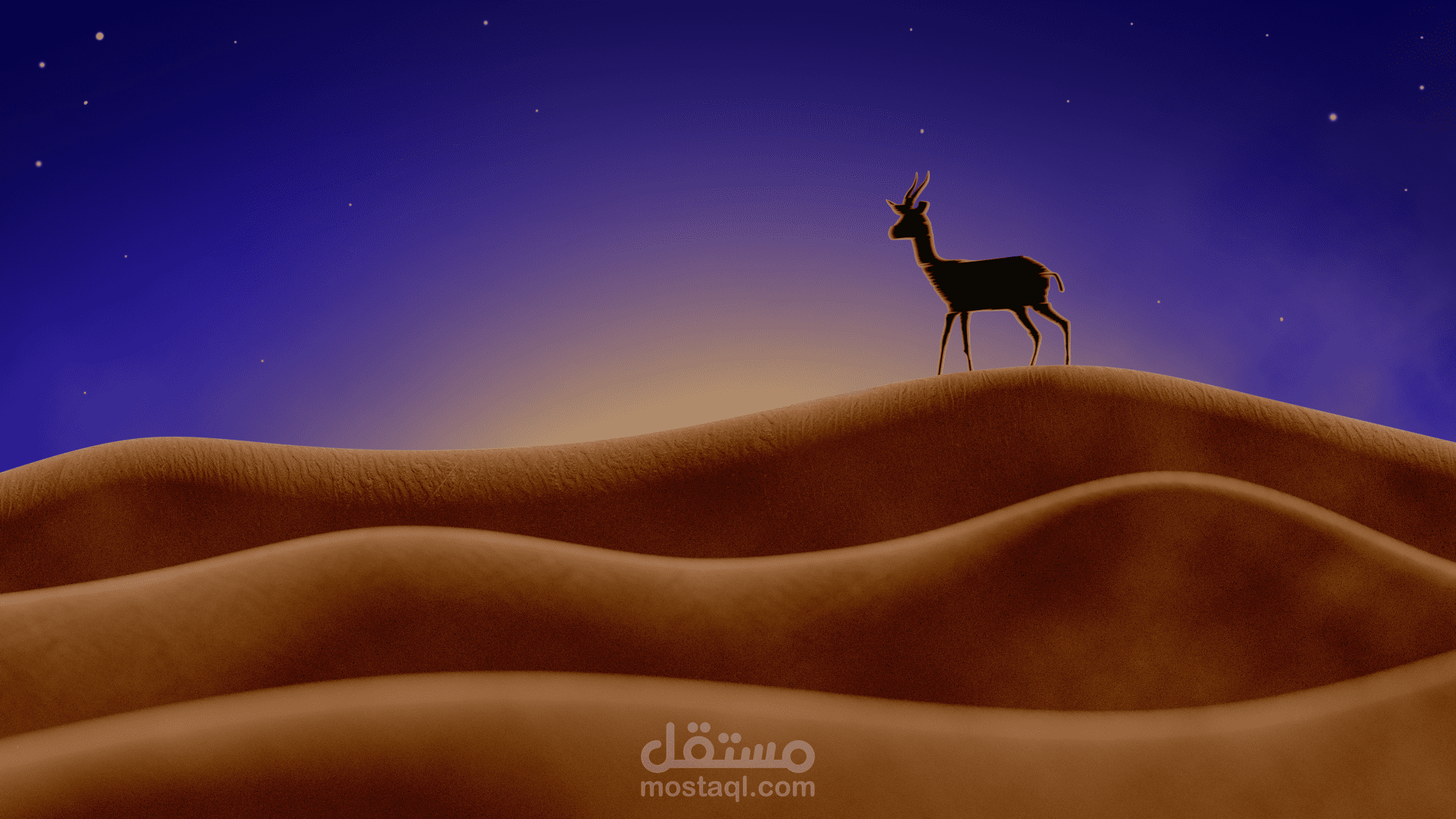 تصميم 3D لغزالة في الصحراء