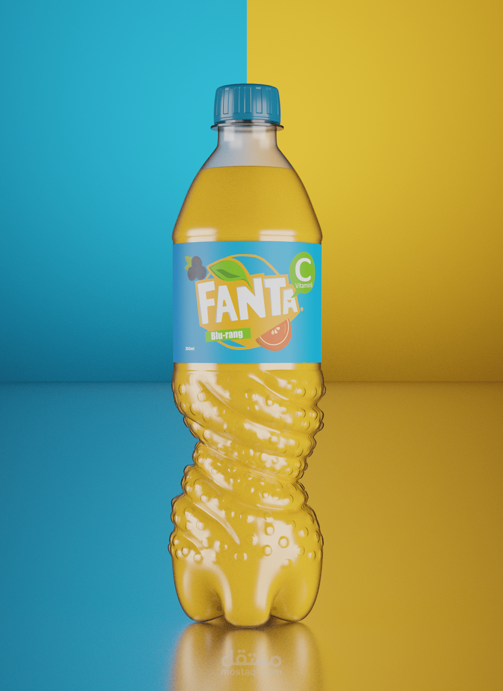 تصميم ثلاثي الابعاد لعلبة fanta