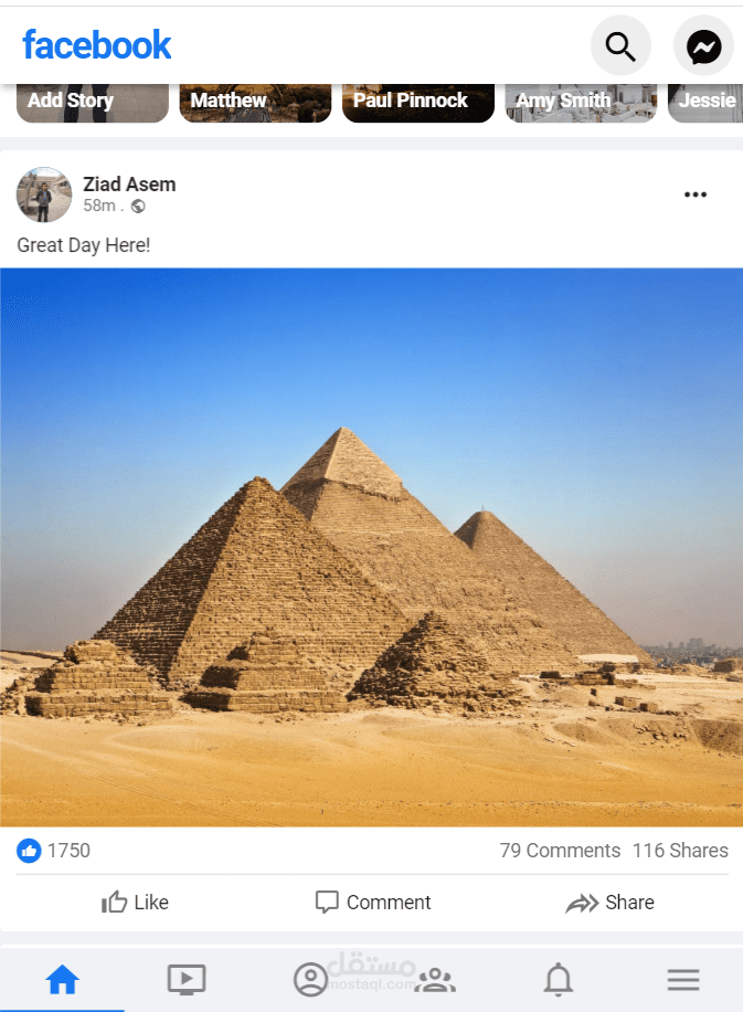 Flutter Application with facebook UI