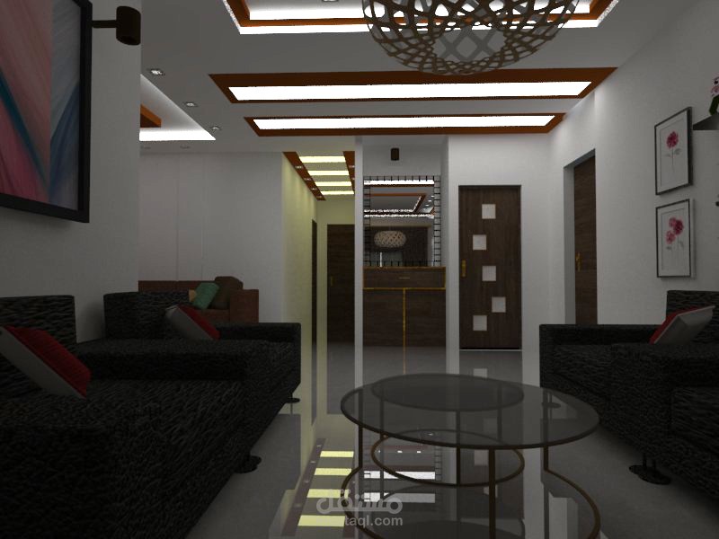 تصميم معماري وداخلي لشقة مساحة 150 متر