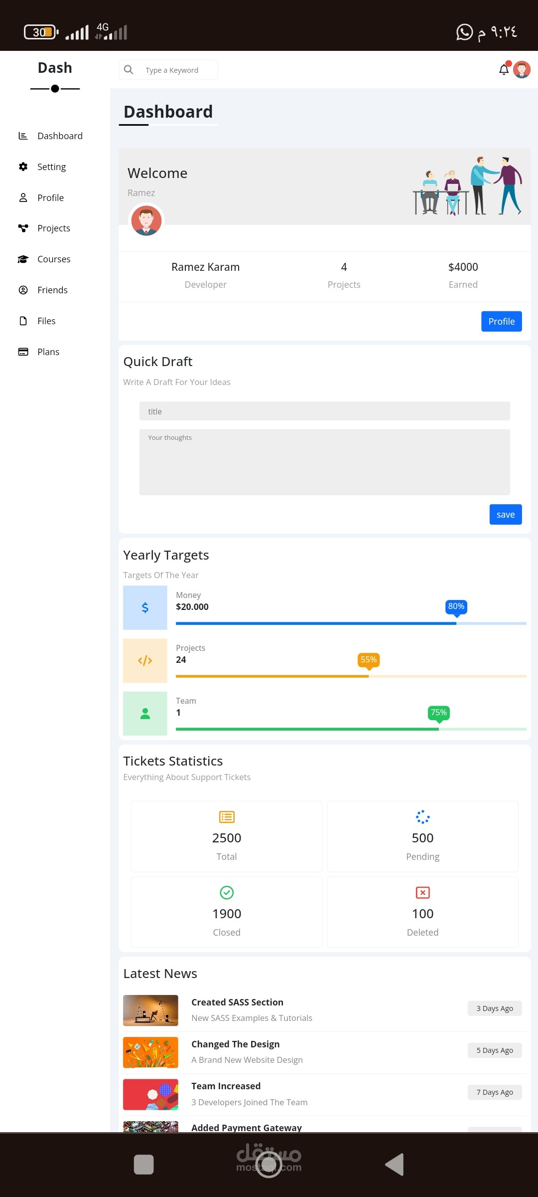 برمجة Dashboard  متجاوب مع جميع الشاشات