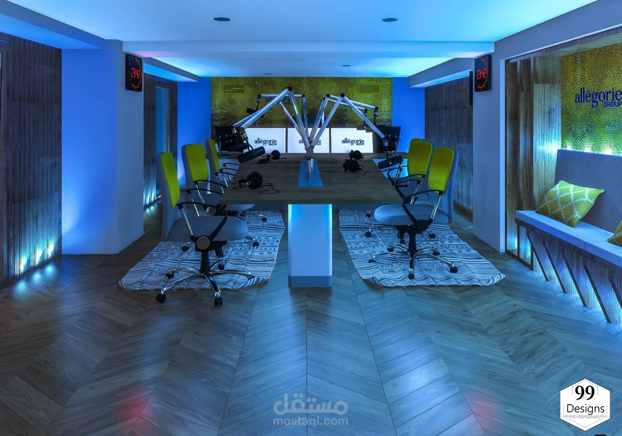 تصميم داخلي لمحطة راديو jow radio لشركة alégorie