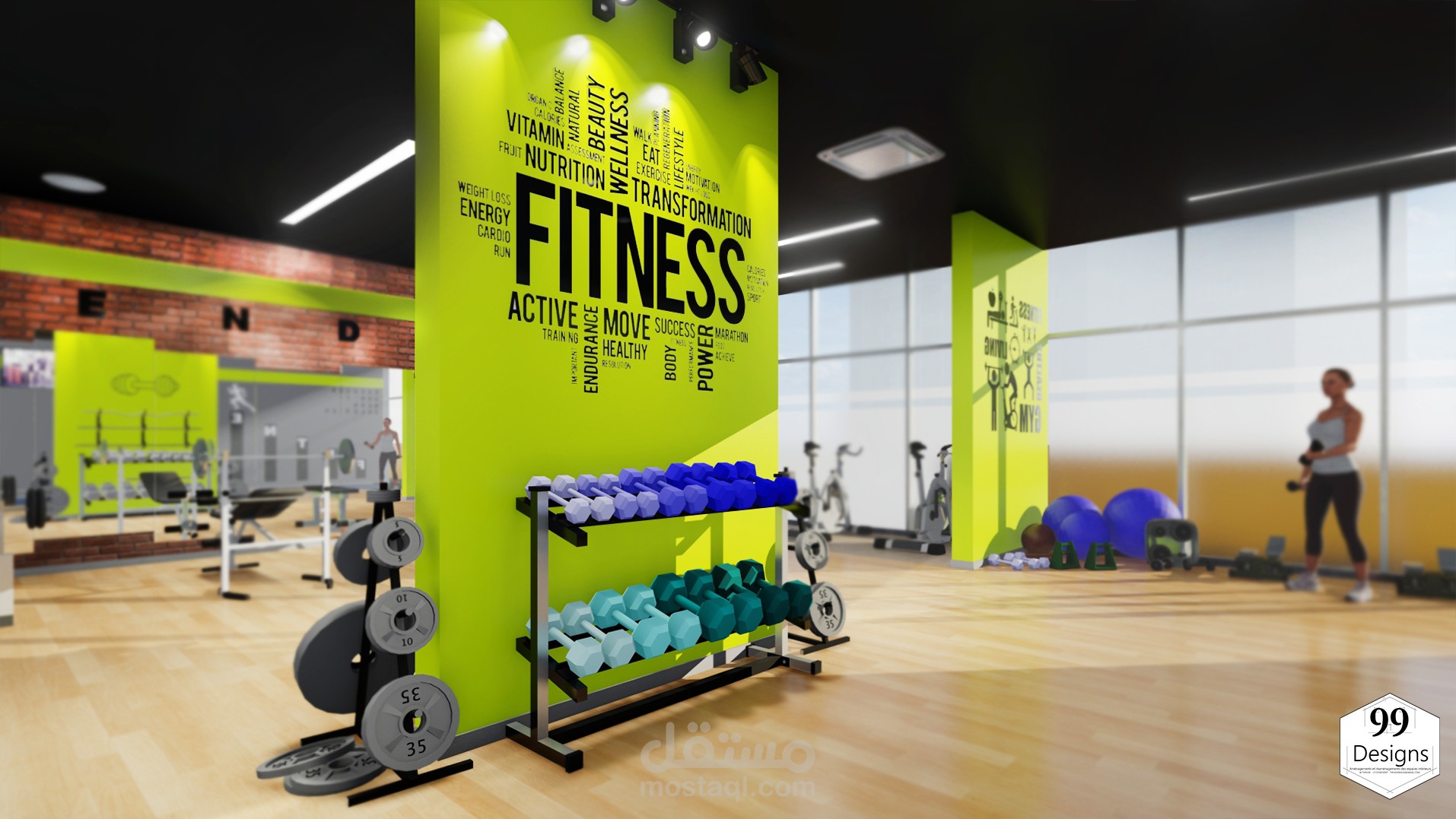 تصميم قاعة رياضة لفندق 3 نجوم - salle de sport