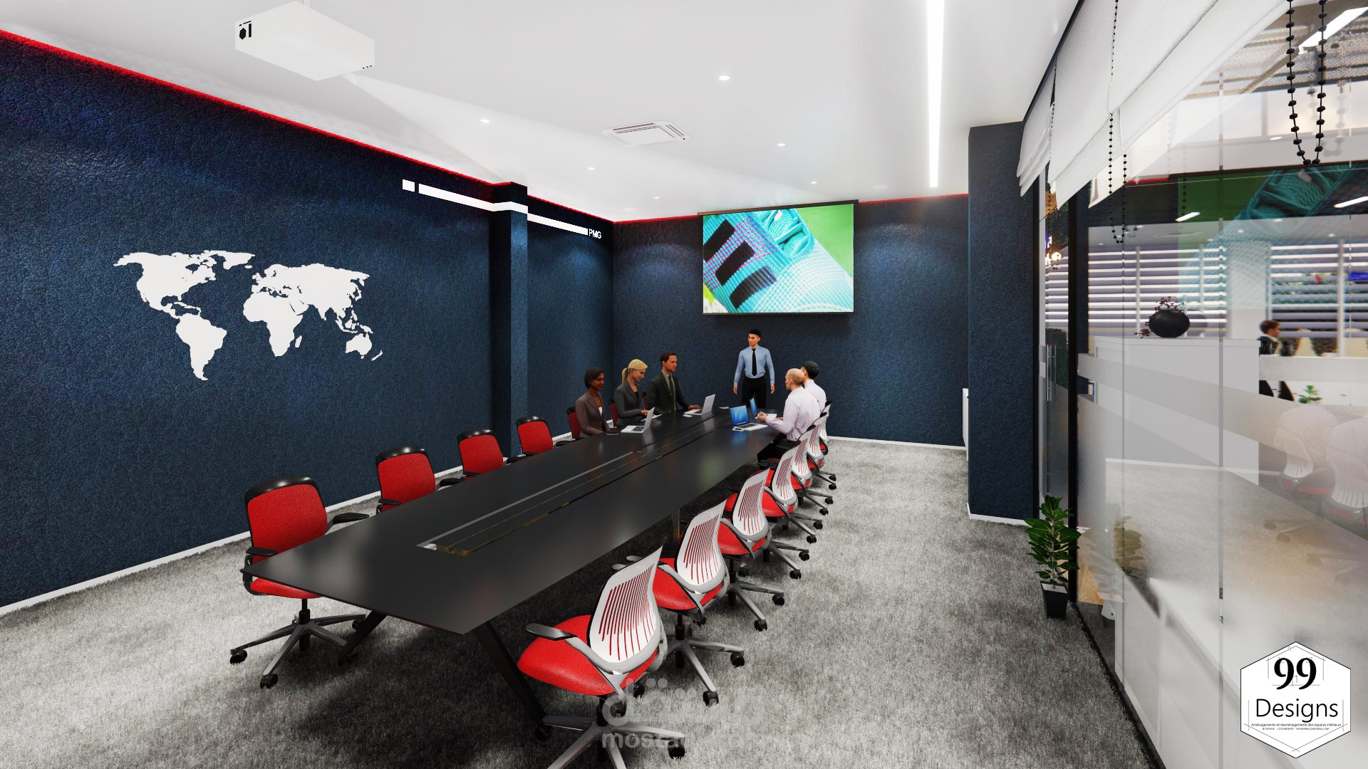 تصميم داخلي لقاعتي إجتماعات