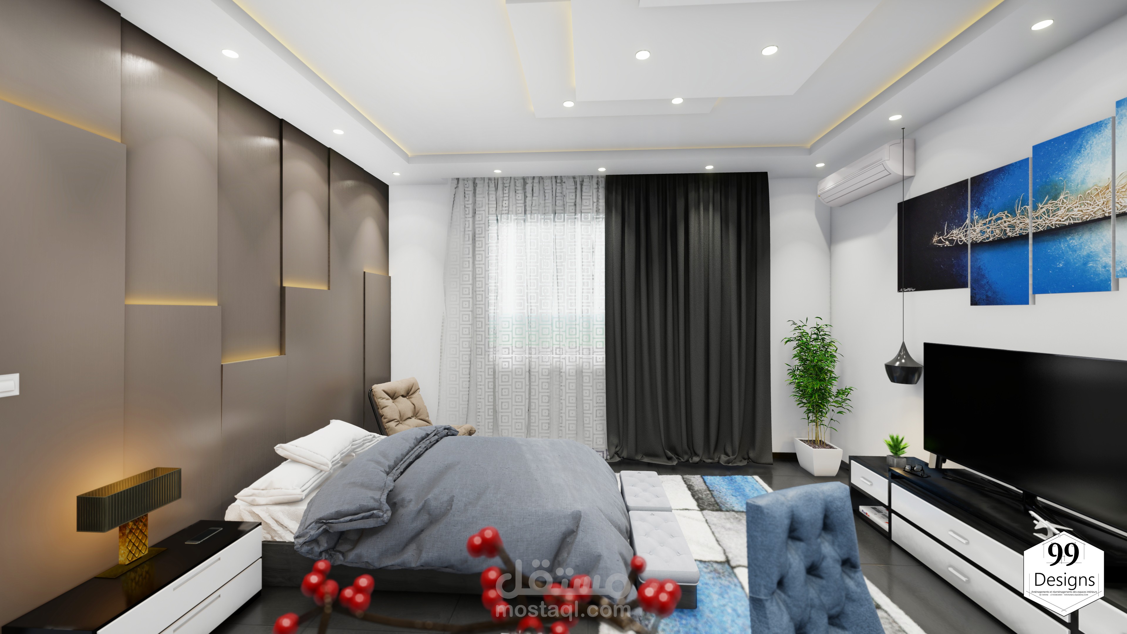 تصميم داخلي لغرفة فردية