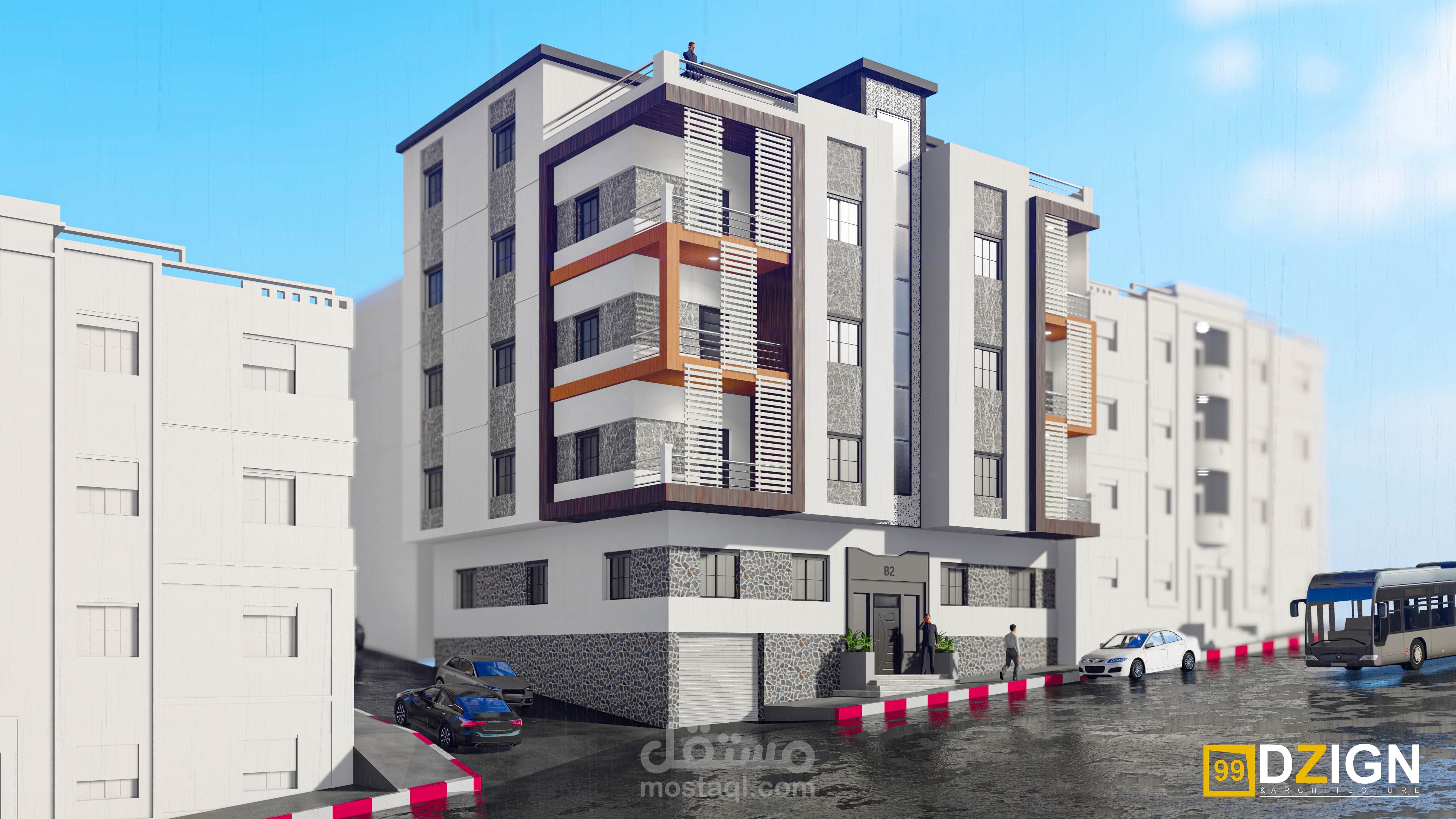 تصميم واجهة عمارة سكنية مودرن
