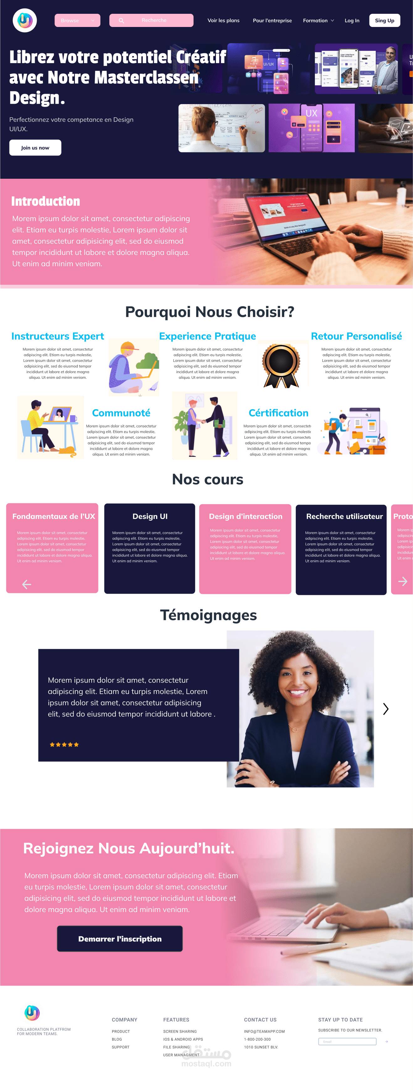 تصميمات ui/ux مختلفة