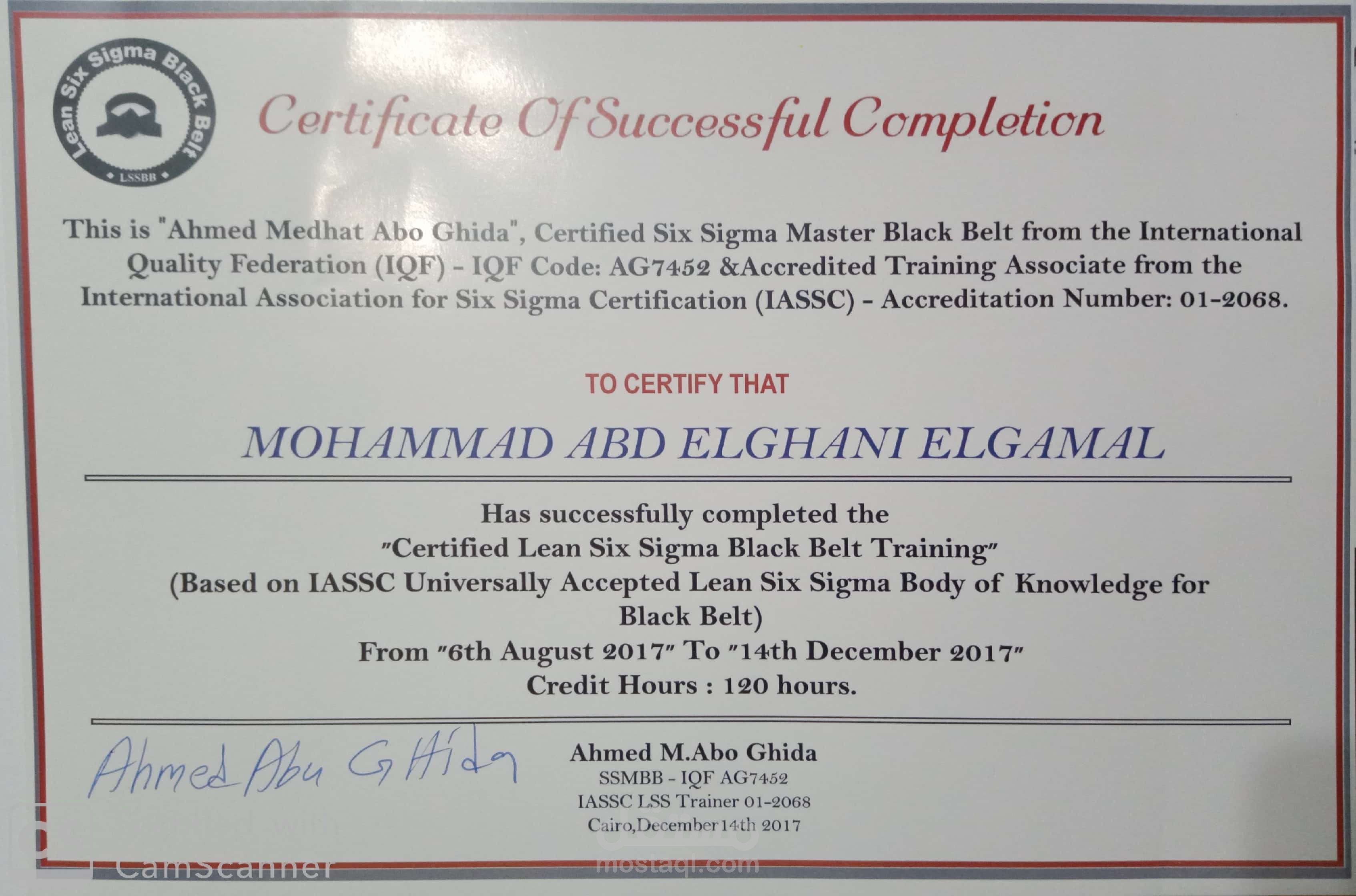 تدريب 6 سيجما الحزام الأسود