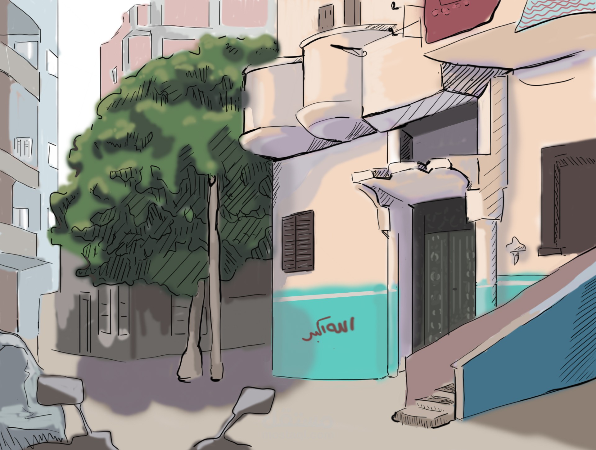 خلفيات ثنائية الابعاد لفيلم انيميشن عن الثقافة المصرية
