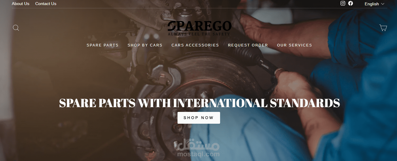 تصميم متجر sparego لقطع غيار السيارات على منصة الشوبيفاي
